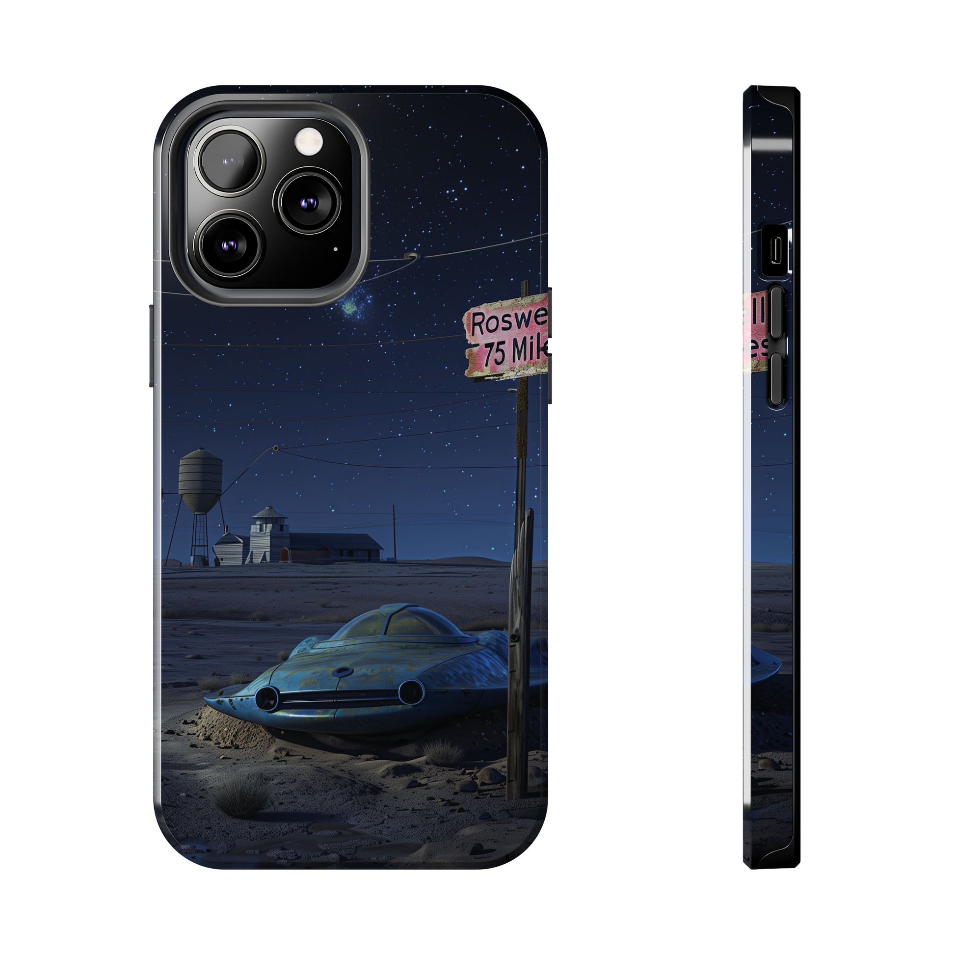 UFO Phone Case, Tough iPhone Case, Roswell UFO Crash Phone Case, Alien Invasion Design, Extraterrestrial iPhone Cover, Unique Sci-Fi Gift