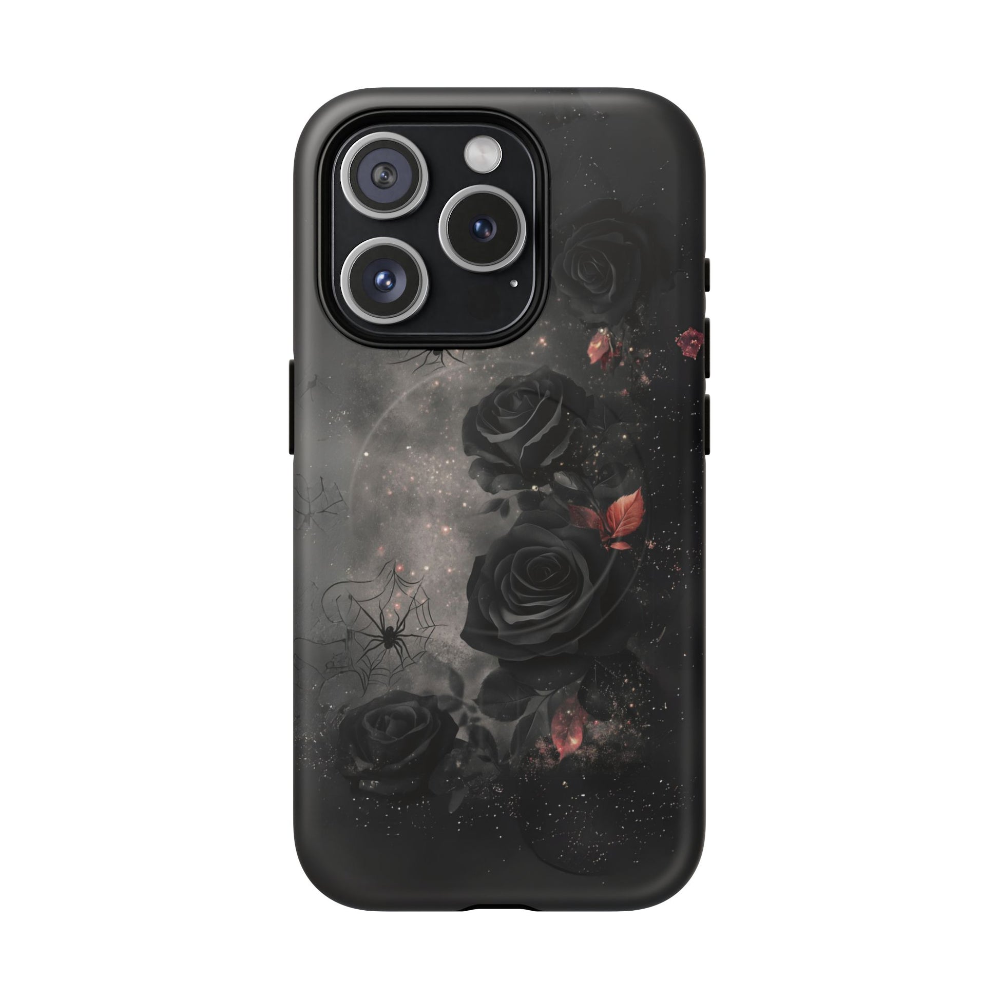 Magsafe Gothic Floral Phone Case Dark Academia Black Roses Spider Webs Butterflies Witchcraft Night Sky iPhone 14 15 Pro Max