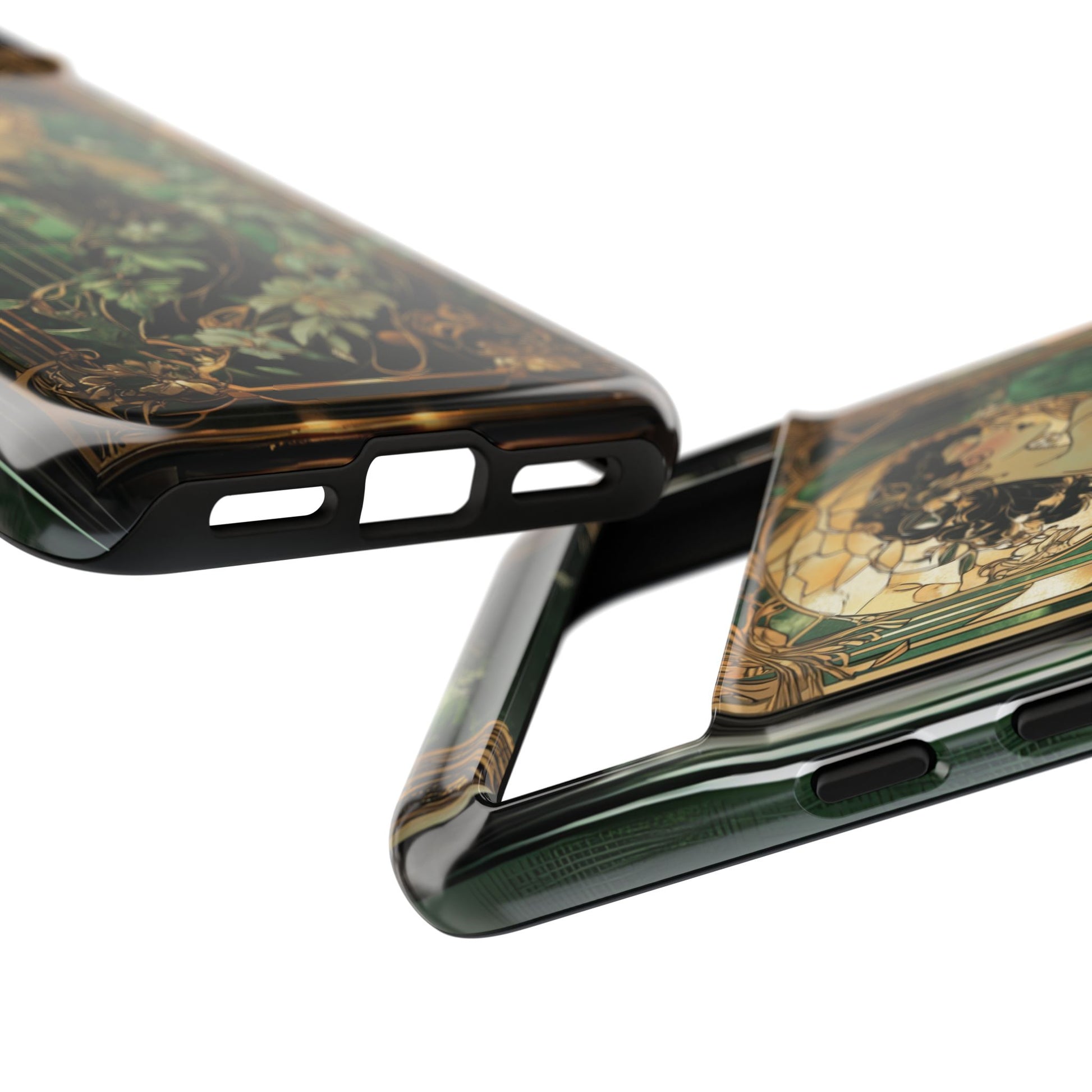 Art Deco Fairy Flapper Woman Phone Case 1920s Art Nouveau Design in Emerald & Gold Alphonse Mucha Style Gatsby Style Poster