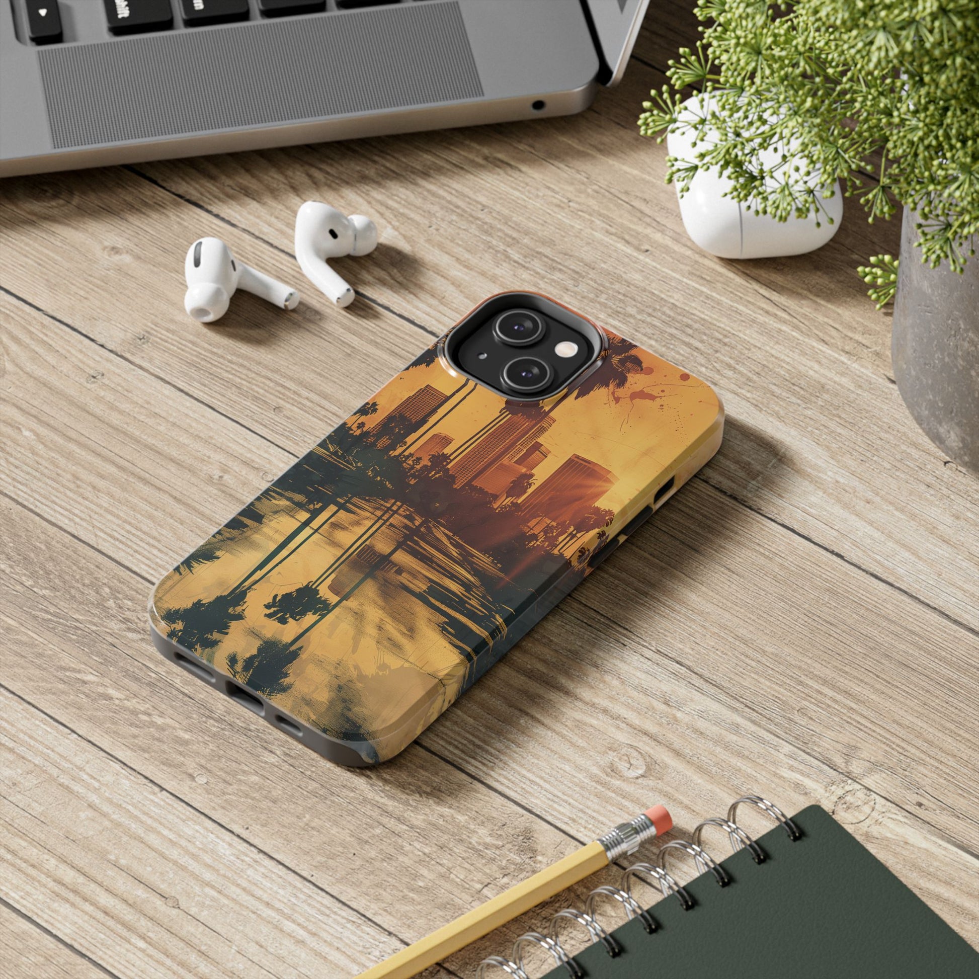 Los Angeles Sunset iPhone Case, Golden Hour Scenic View, Hollywood Hills Sunset Phone Case, Palm Trees Phone Case, iphone 15 pro max case
