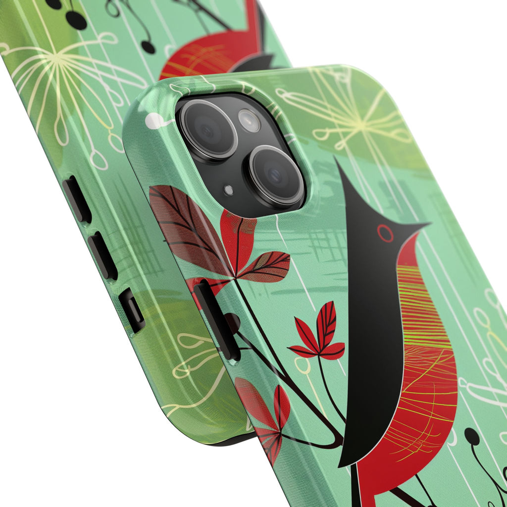 Mid Century Modern Animal Phone Case, Atomic Birds, Bird Iphone Case,Earth Tone Colors, Retro Style Smartphone Cover, iphone 14 Case, Apple