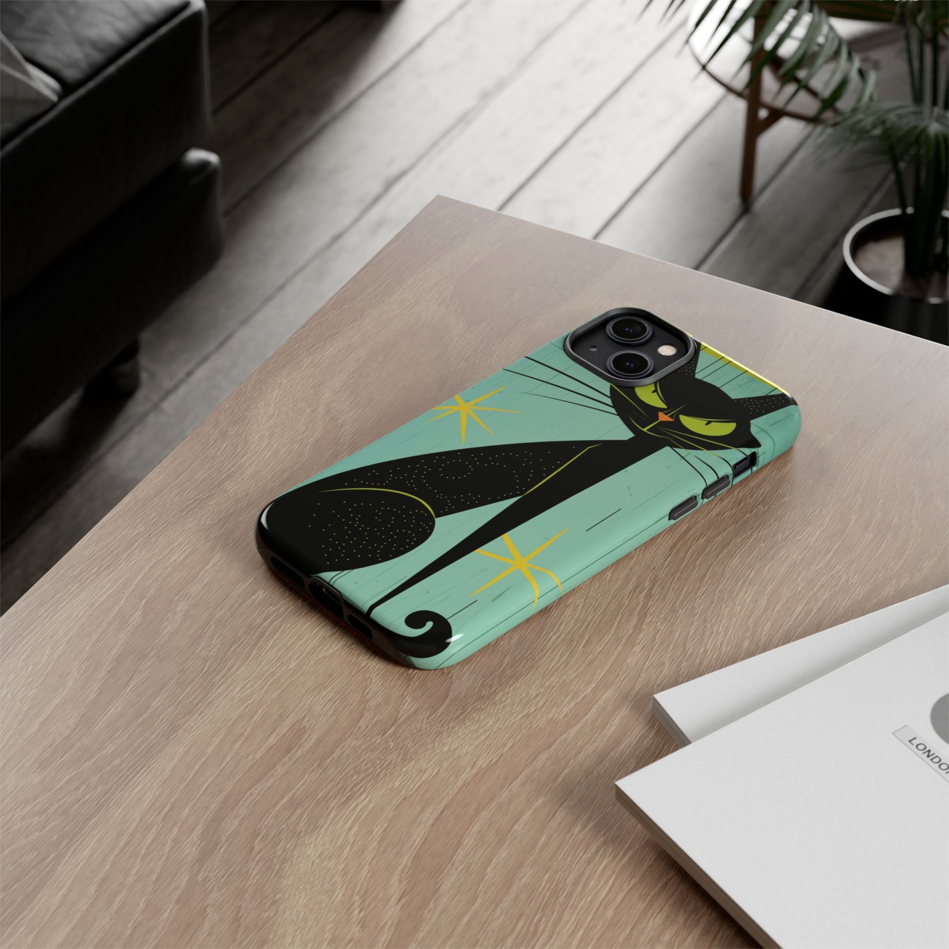 Mid-Century Modern Phone Case, Mid Mod Android Case, Atomic Cats Android Case, Retro Chic Smartphone Cover, Unique Artistic Phone Accessory
