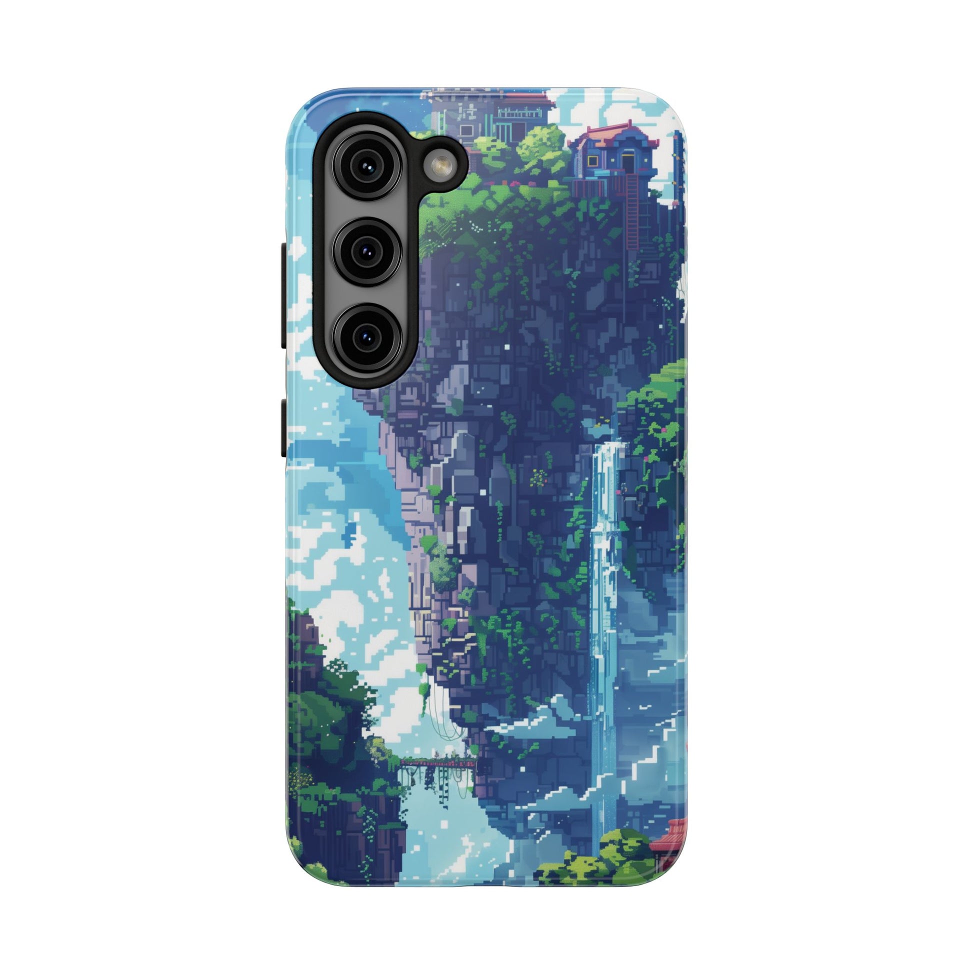 Pixel Art Video Game Landscapes Phone Case, Retro Gaming Pixelated Design, Geeky Gamer Phone Cover, Unique Video Game Art Accessories