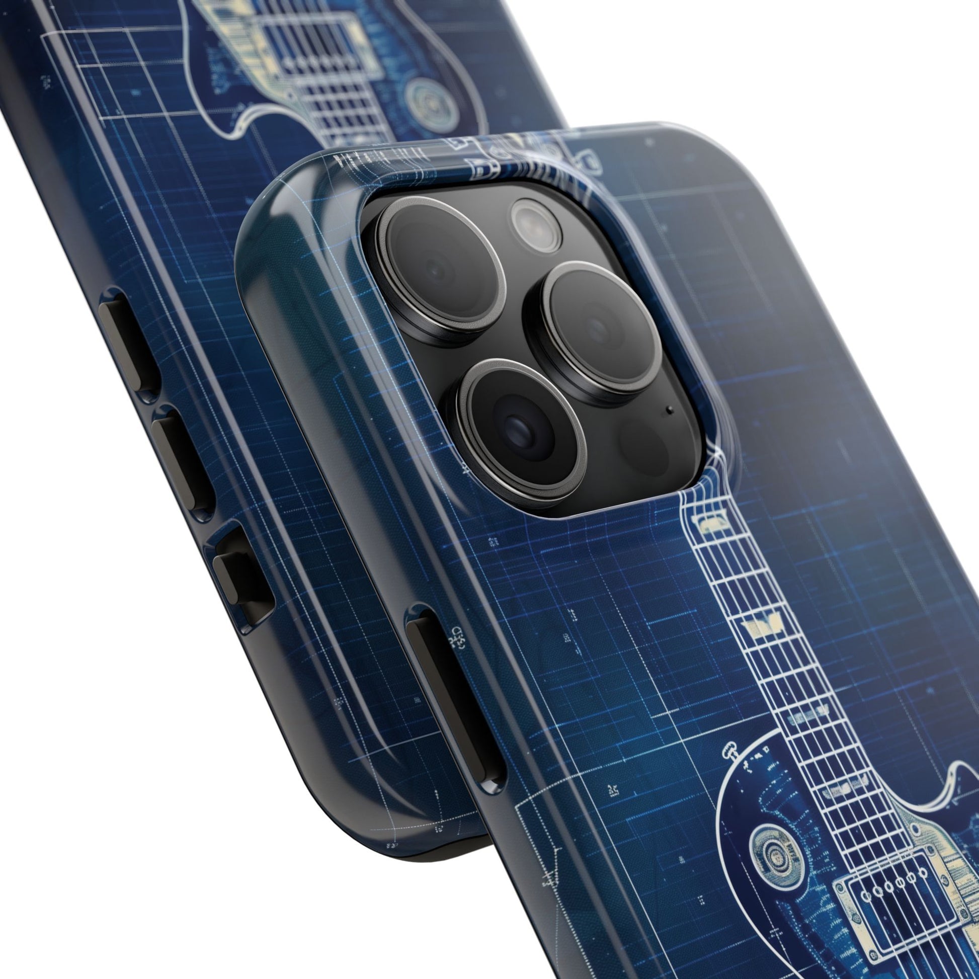 Guitar Phone Case, Guitar Blueprint iPhone Cover, Vintage Guitar Design, Custom iPhone Covers, Rock Music Phone Accessories, Musician Gift
