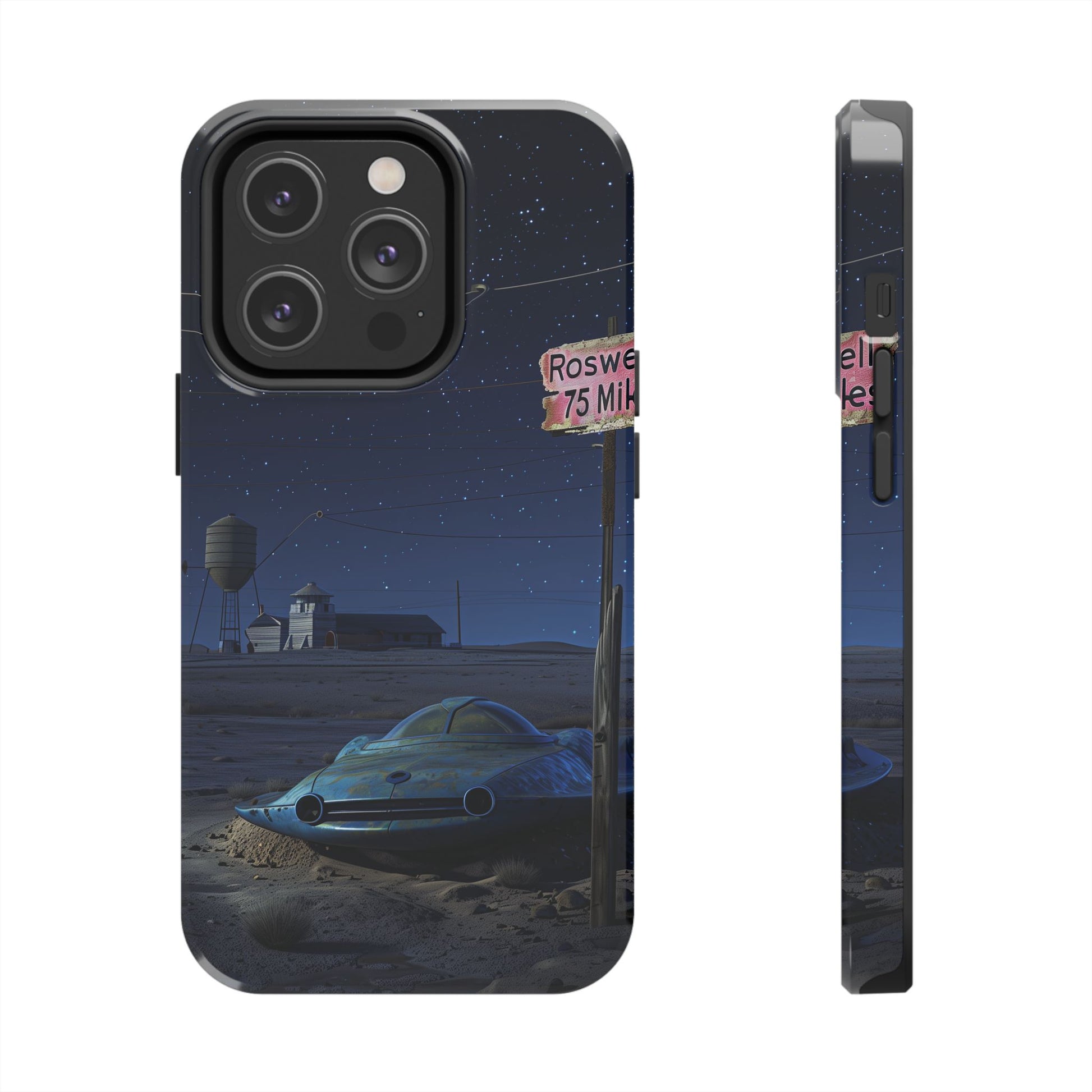 UFO Phone Case, Tough iPhone Case, Roswell UFO Crash Phone Case, Alien Invasion Design, Extraterrestrial iPhone Cover, Unique Sci-Fi Gift