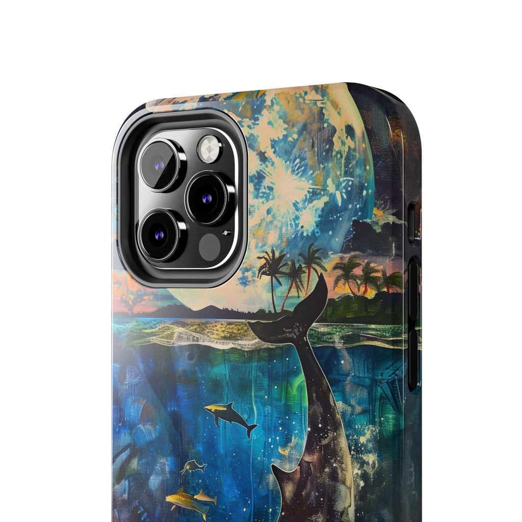 Abstract Moonlit Whale Underwater Phone Case - Durable and Stunning Protective Cover