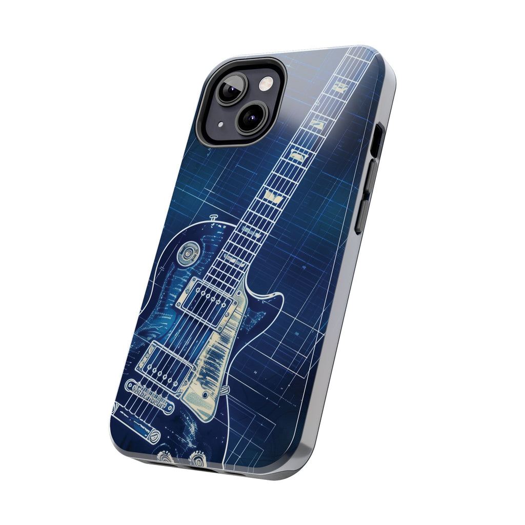 Guitar Phone Case, Guitar Blueprint iPhone Cover, Vintage Guitar Design, Custom iPhone Covers, Rock Music Phone Accessories, Musician Gift