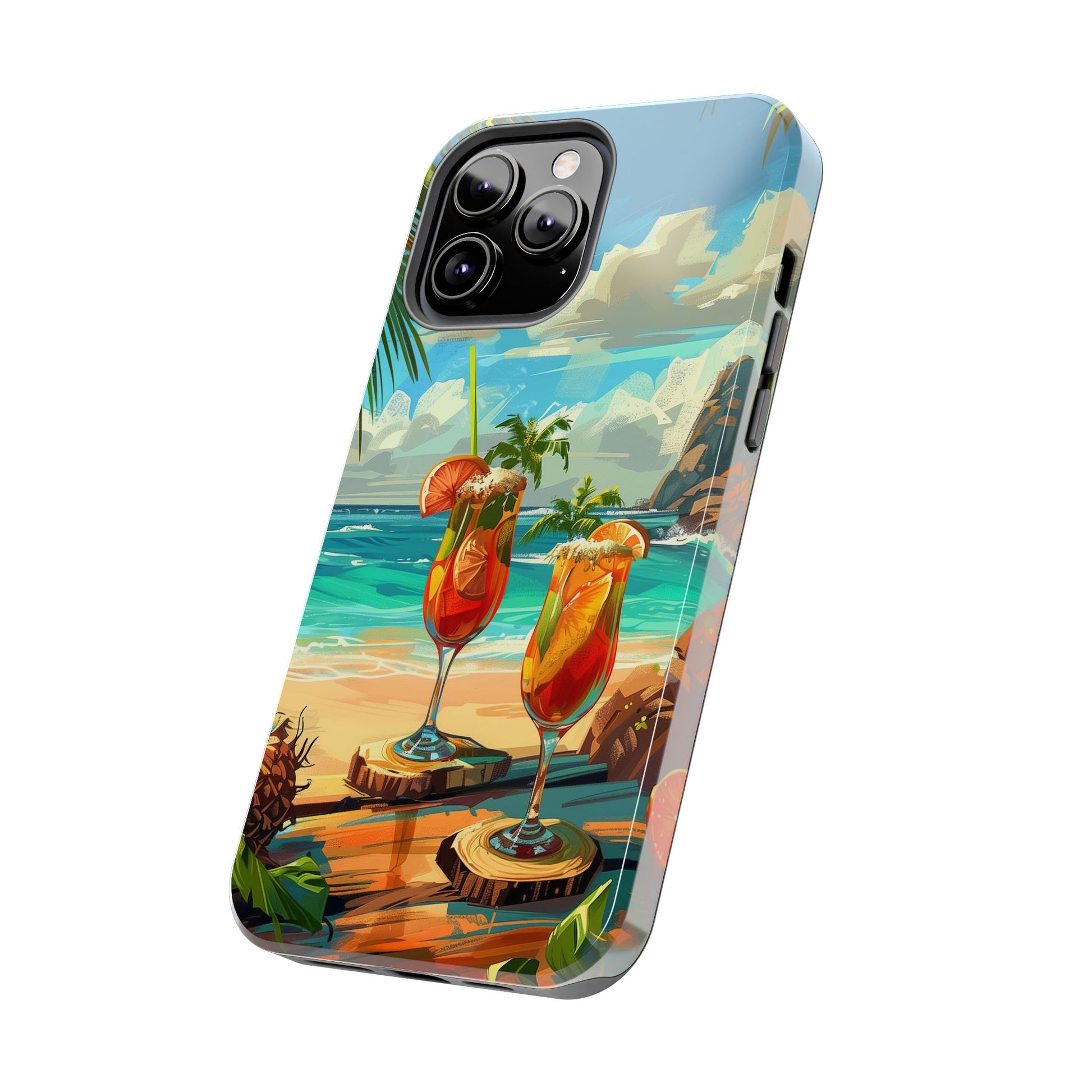 Retro Beach Scene Phone Case, Vintage Tropical Ocean iPhone Case, Summer Beach Phone Cover for iPhone, iphone 15 pro max