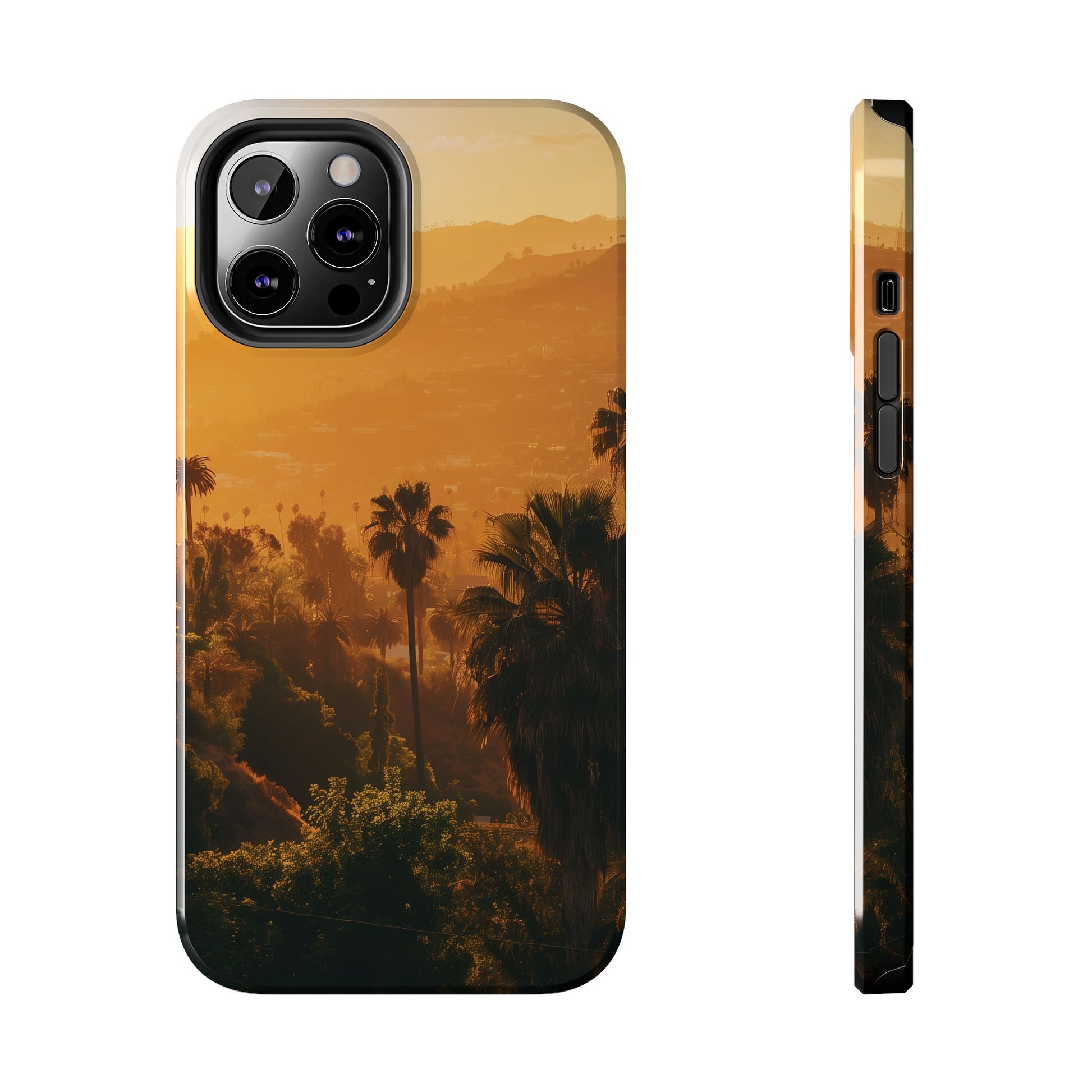 Los Angeles Sunset iPhone Case, Golden Hour Scenic View, Hollywood Hills Sunset Phone Case, Palm Trees Phone Case, iphone 15 pro max case
