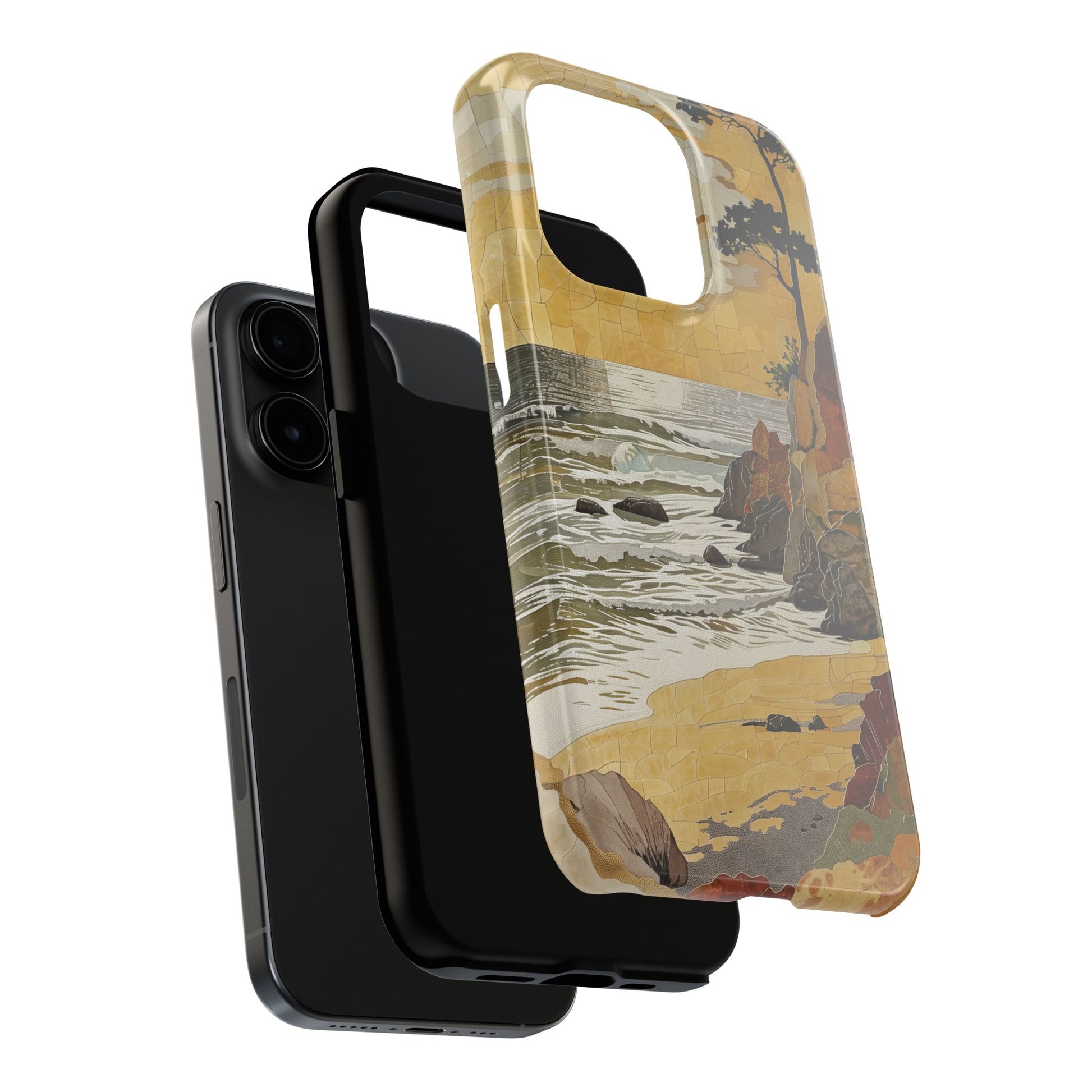 Retro Beach Scene Phone Case, Vintage Tropical Ocean iPhone Case, Summer Beach Phone Cover for iPhone, iphone 15 pro max