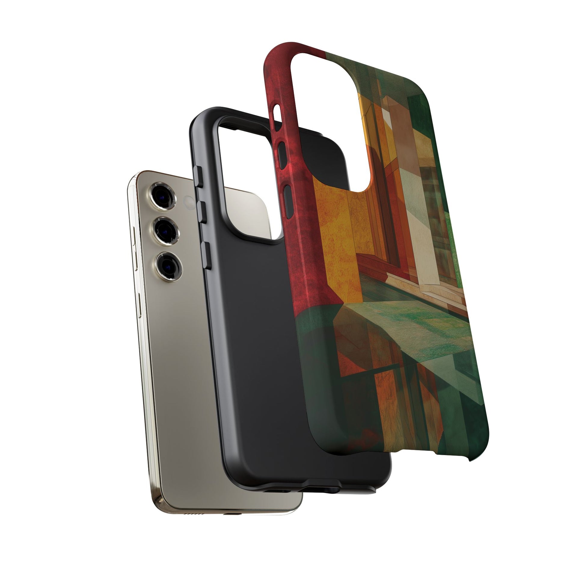 Art Deco Frank Lloyd Wright Inspired Usonian Phone Case Geometric Stained Glass Art Deco Marble Gold 13 14 15 16 iPhone Pro Max Galaxy Pixel