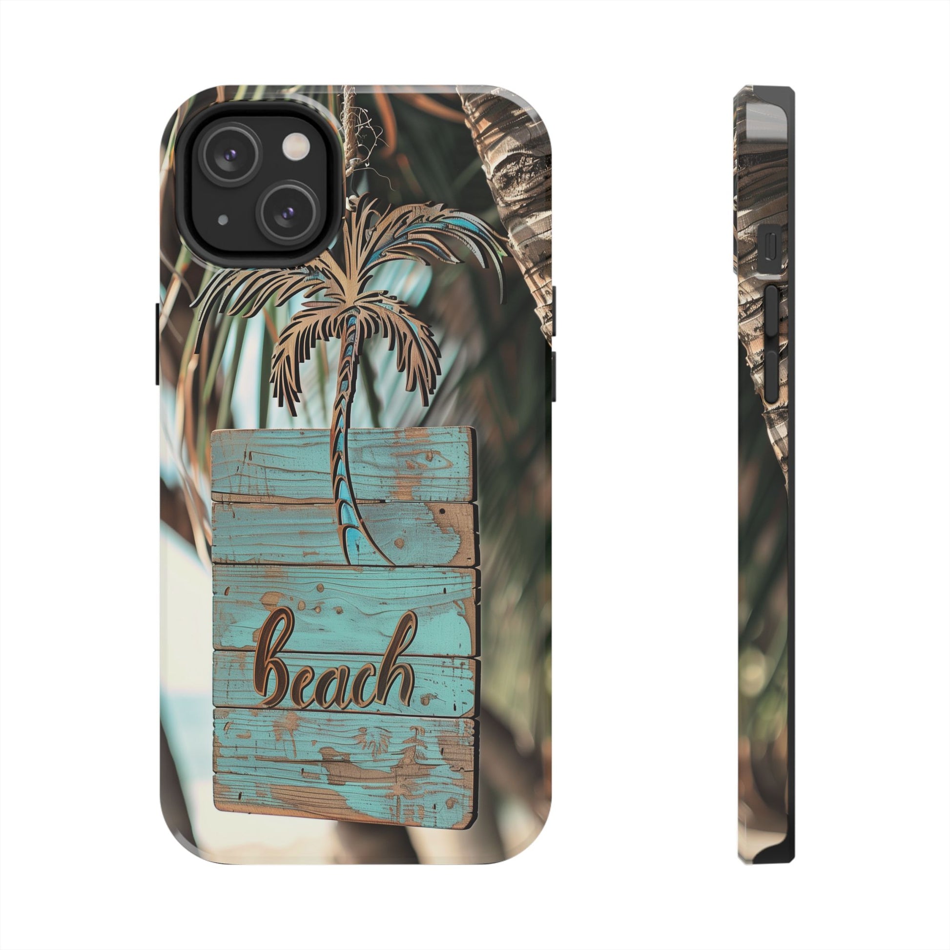 Durable Phone Case with Palm Tree Charm