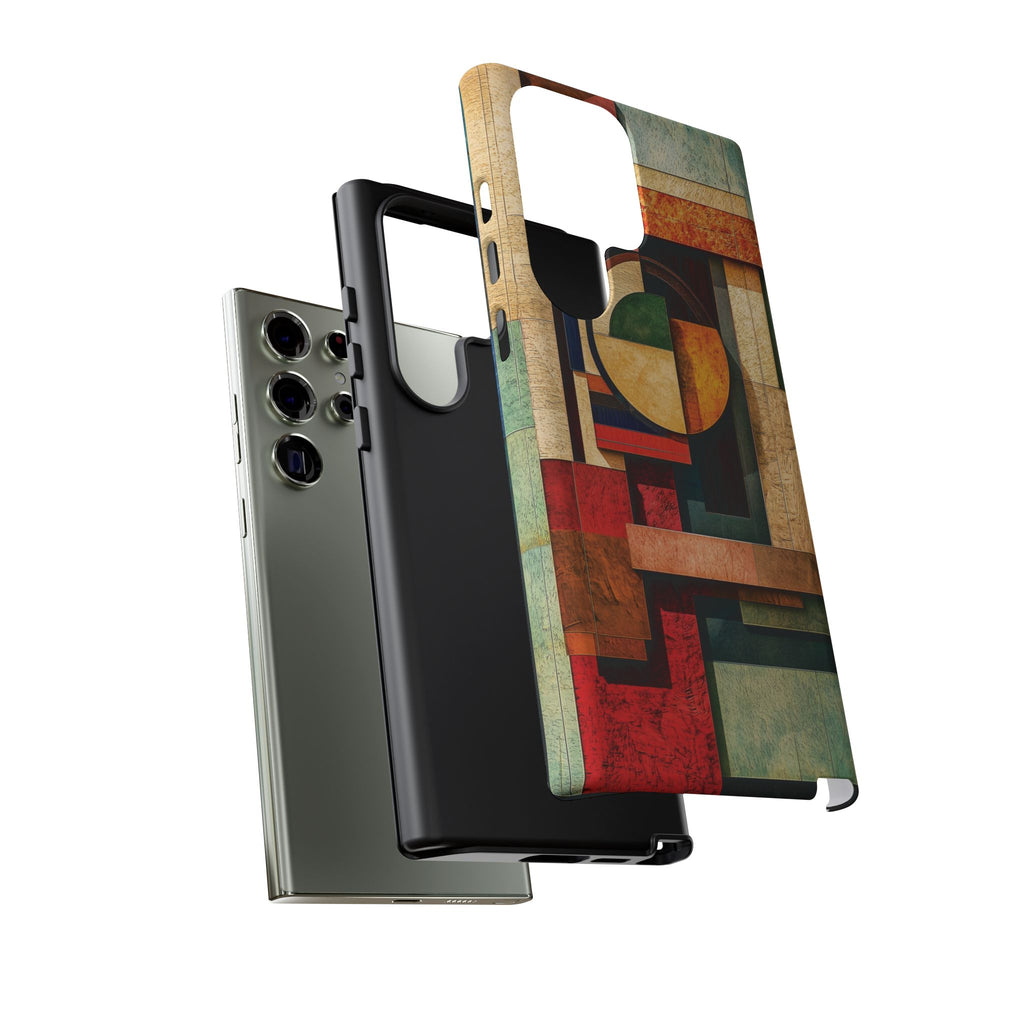 Tan Prairie Style Frank Lloyd Wright Usonian Phone Case Geometric Stained Glass Art Deco Marble Gold 13 14 15 16 iPhone Pro Max Galaxy Pixel