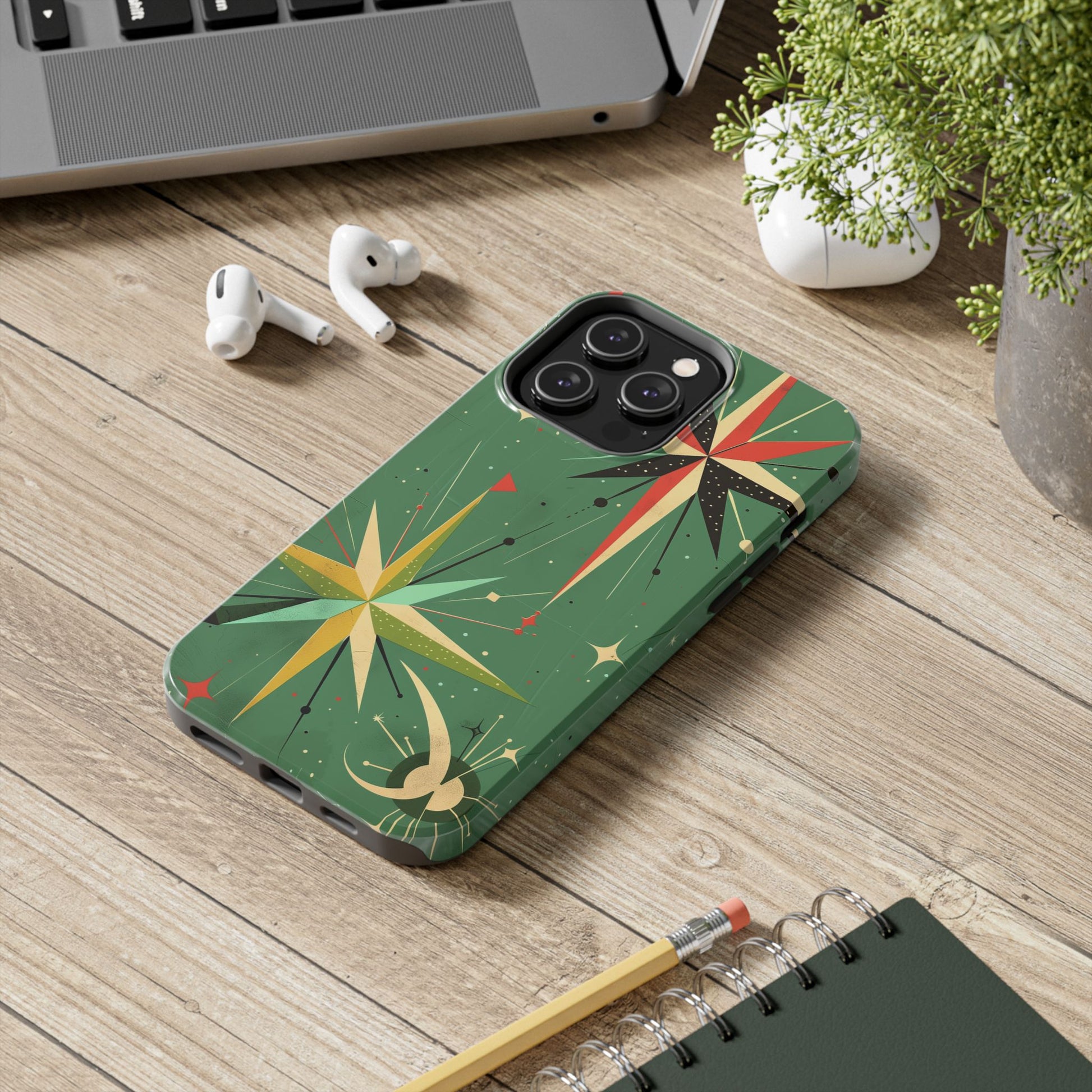Mid Century Modern Star Design Phone Case, Earth Tone Colors, Retro Style Smartphone Cover, Vintage Phone Case, iPhone 14 Case, Apple iPhone