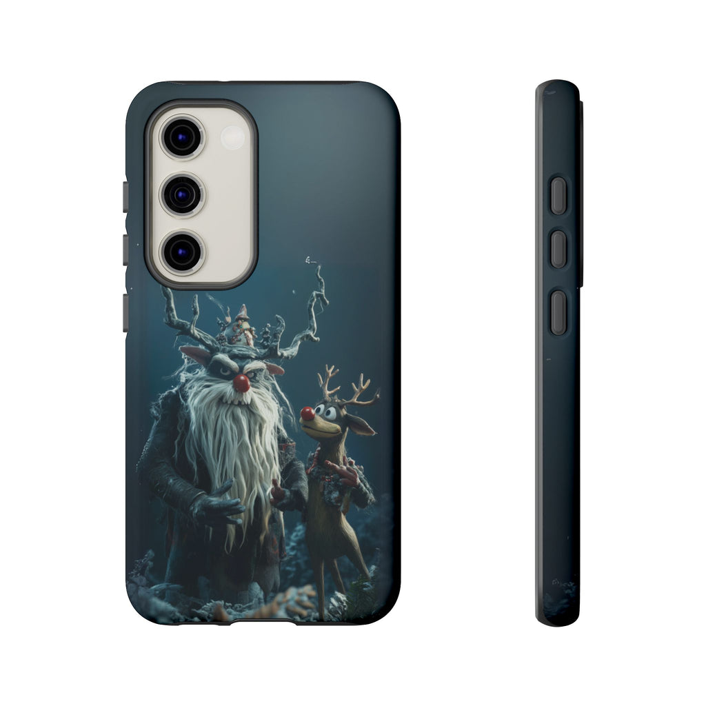 Christmas Rudolph Red Nose Reindeer Krampus Rankin Bass 3D Phone Case Festive Snowflakes iPhone 13 14 15 16 Pro Max Galaxy Pixel