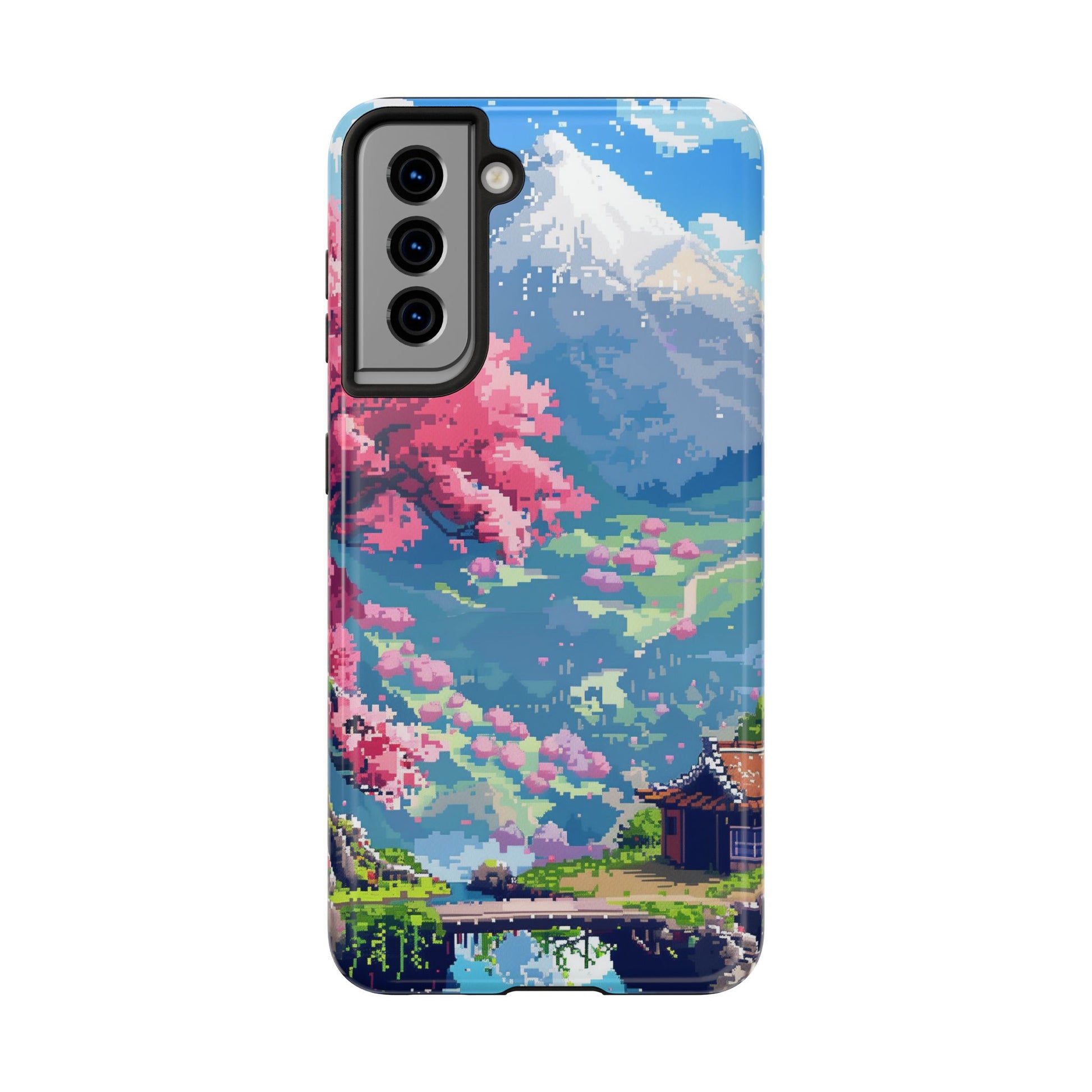 Pixel Art Video Game Landscapes Phone Case, Retro Gaming Pixelated Design, Geeky Gamer Phone Cover, Unique Video Game Art Accessories
