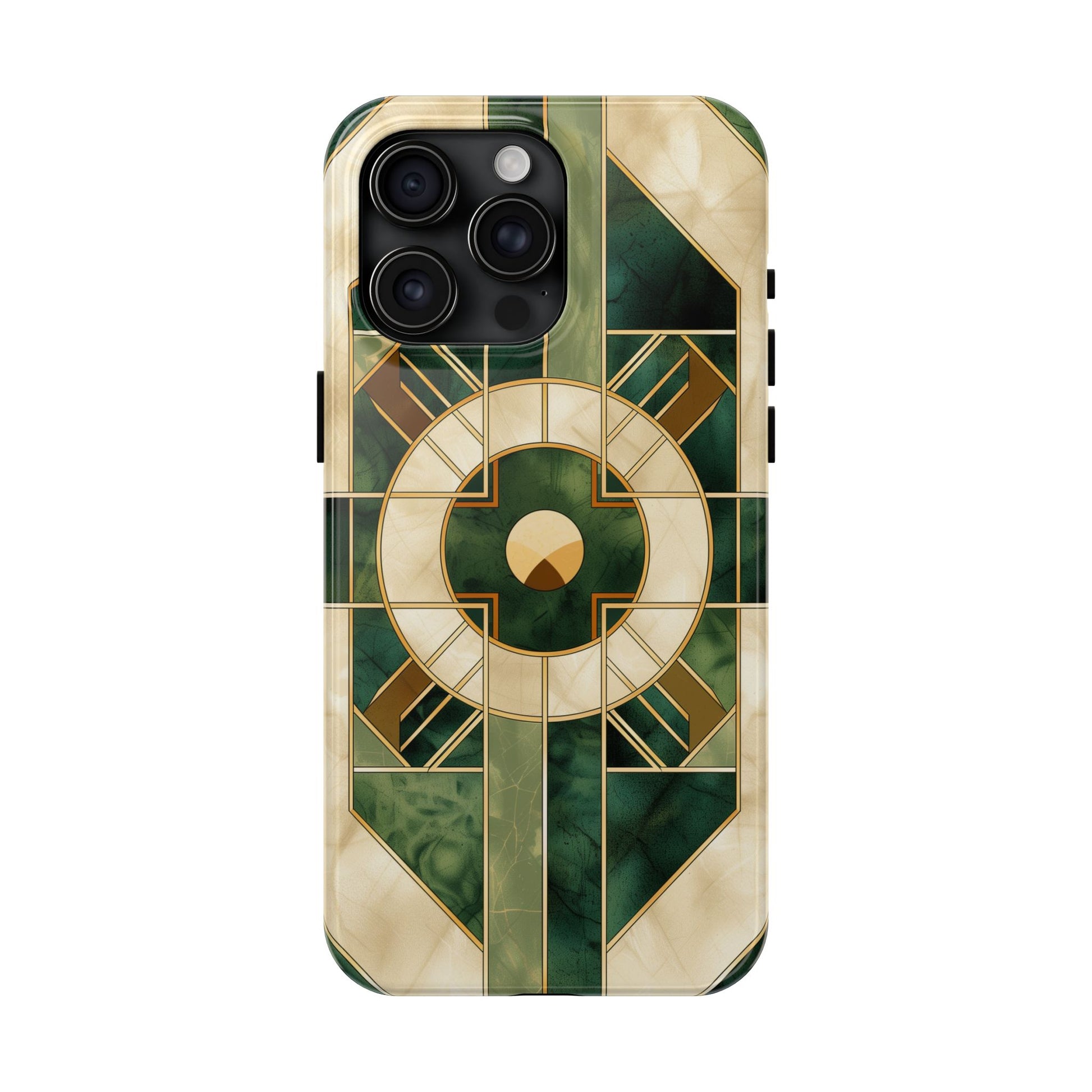 Green Frank Lloyd Wright Inspired Phone Case - Geometric Elegance for iPhone Models