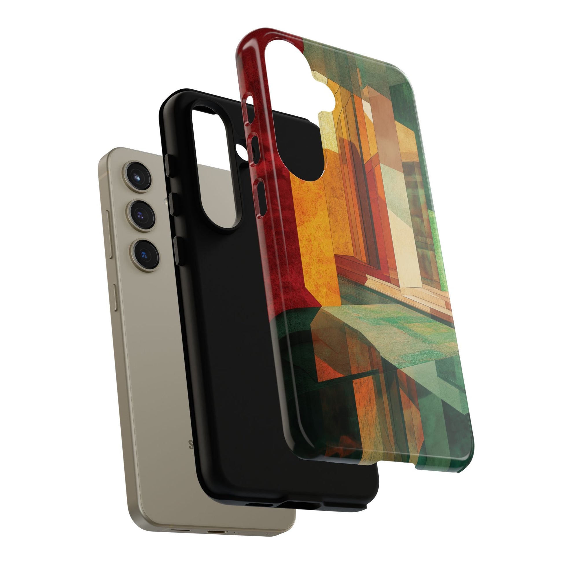 Art Deco Frank Lloyd Wright Inspired Usonian Phone Case Geometric Stained Glass Art Deco Marble Gold 13 14 15 16 iPhone Pro Max Galaxy Pixel