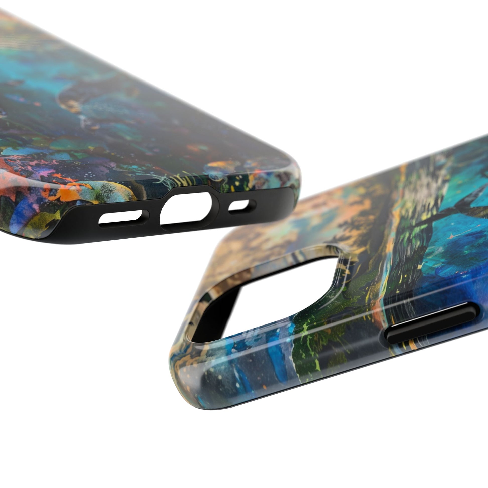Abstract Moonlit Whales Underwater Phone Case - Durable and Stunning Protective Cover
