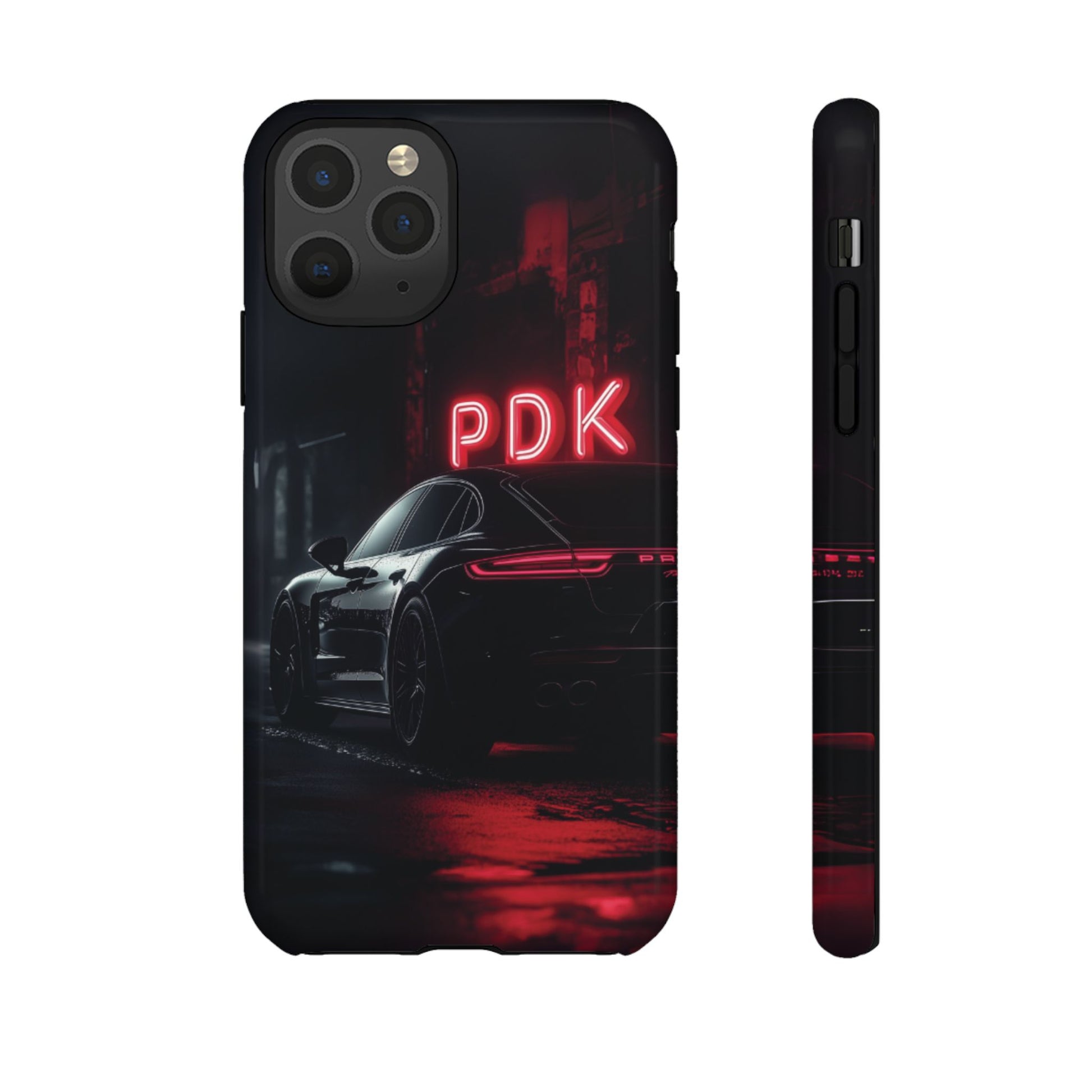 Pink Super Sports Car Phone Case PDK Car Lover Gift Porsche Panamera Inspired Neon Sign Font iPhone 13 14 15 16 Pro Max