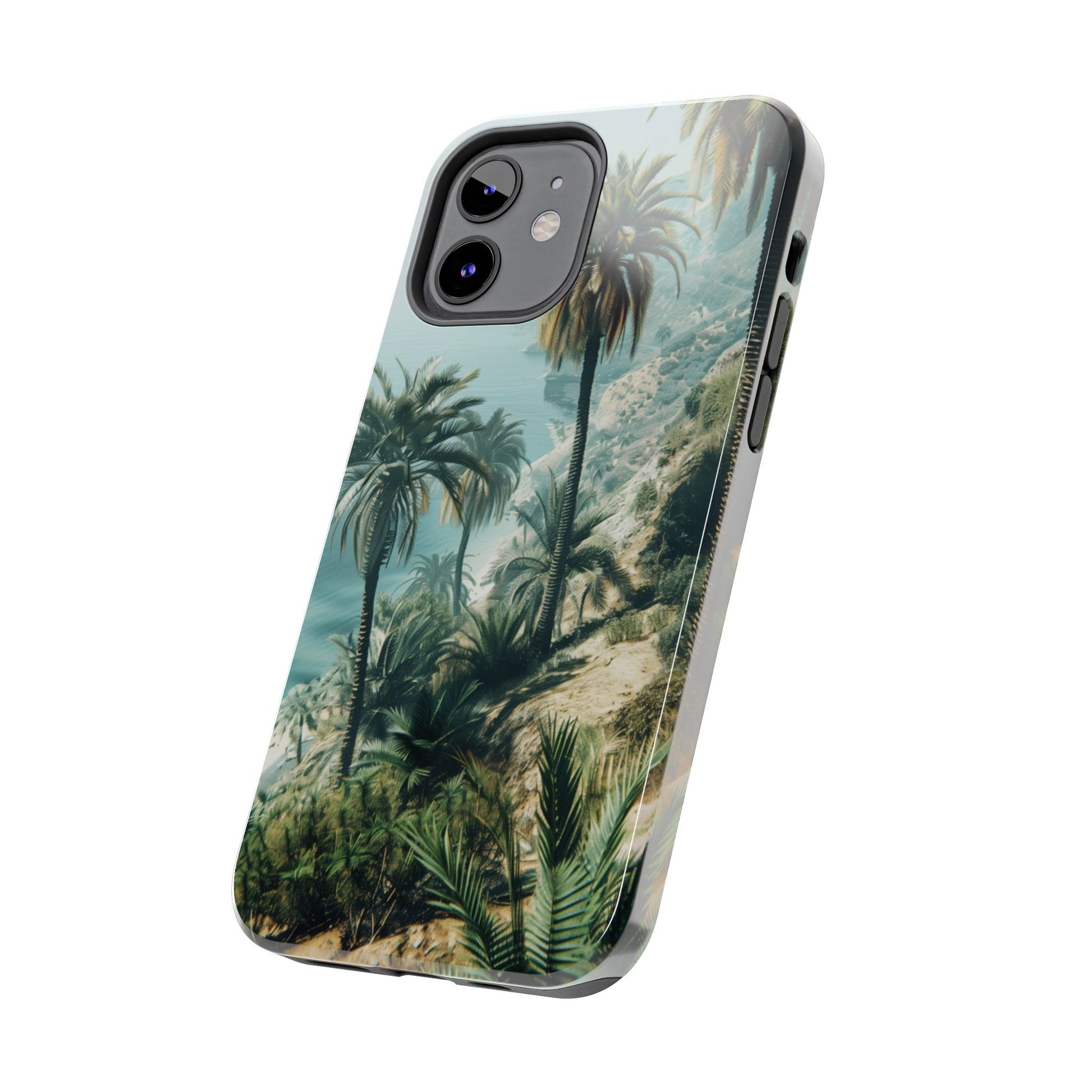 Coastal Breeze: Durable iPhone Case with Ocean View and Palm Trees