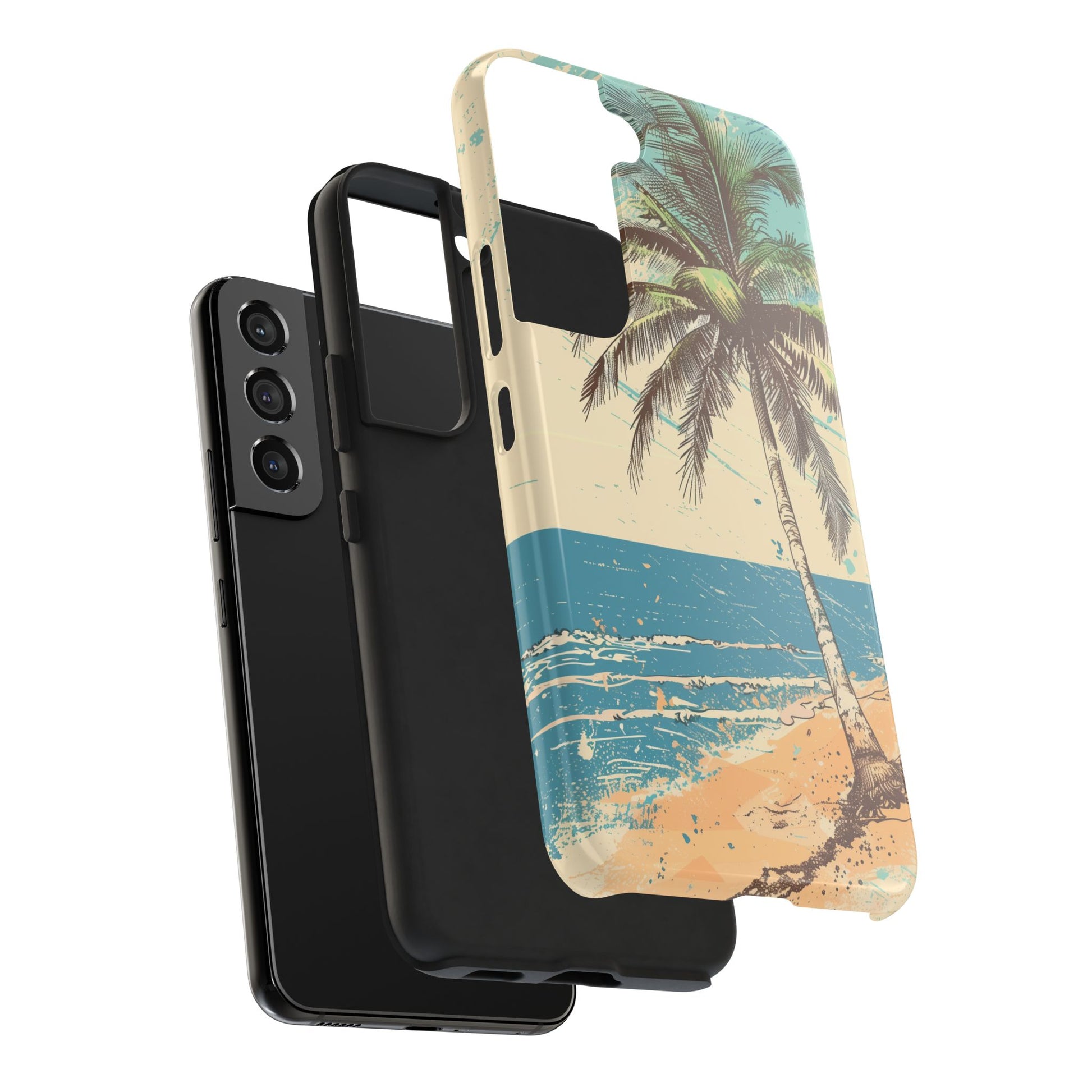 Retro Beach Scene Phone Case, Vintage Tropical Ocean iPhone Case, Summer Beach Phone Cover for iPhone, iphone 15 pro max