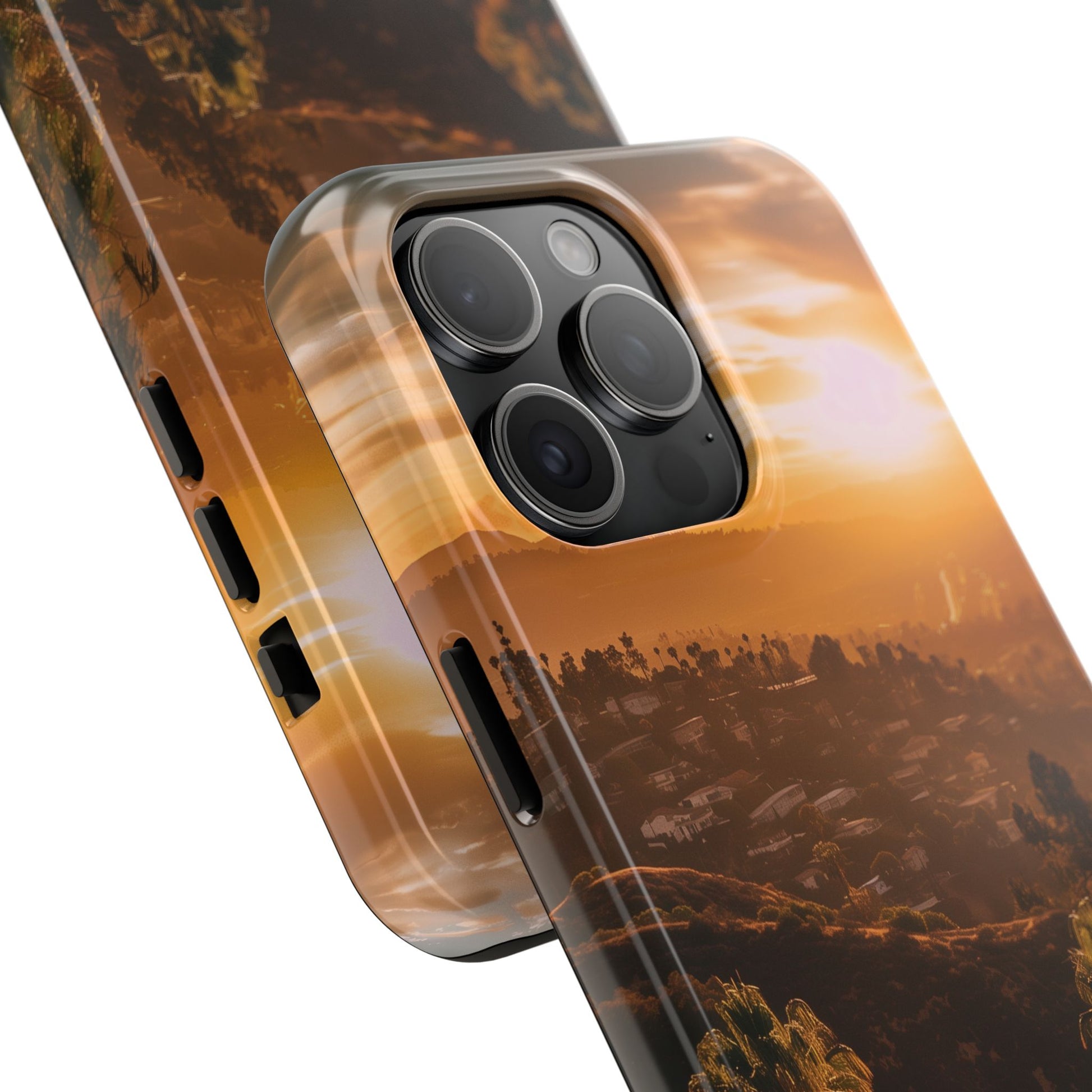 Los Angeles Sunset iPhone Case, Golden Hour Scenic View, Hollywood Hills Sunset Phone Case, Palm Trees Phone Case, iphone 15 pro max case