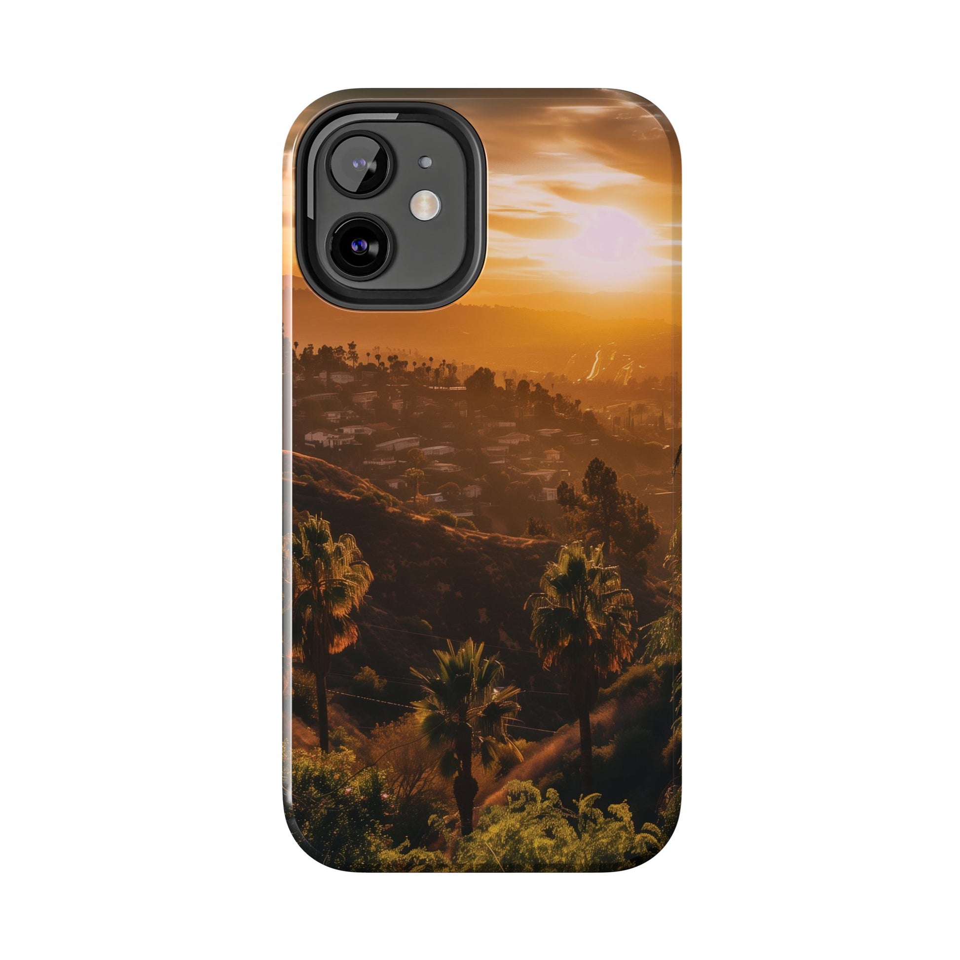 Los Angeles Sunset iPhone Case, Golden Hour Scenic View, Hollywood Hills Sunset Phone Case, Palm Trees Phone Case, iphone 15 pro max case