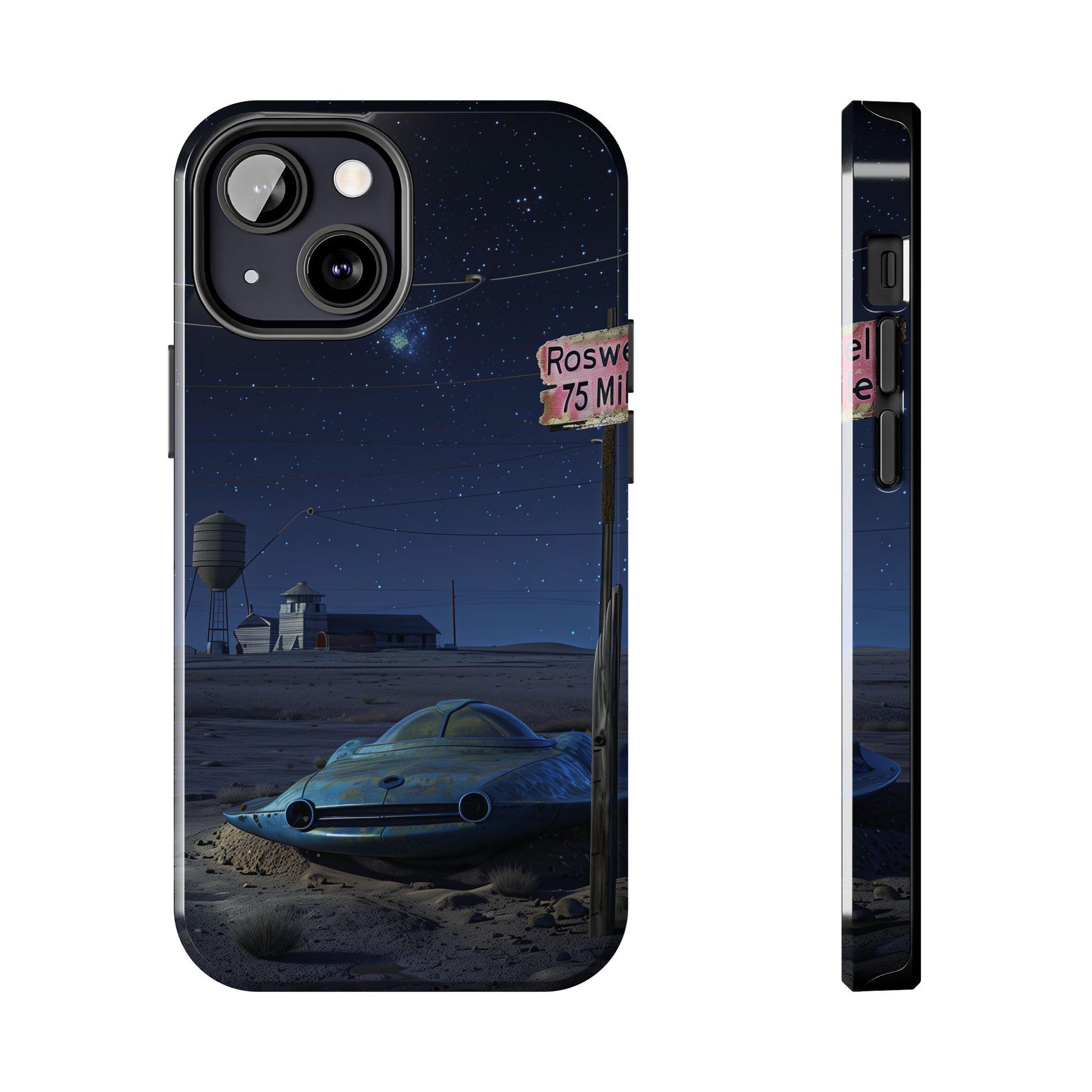 UFO Phone Case, Tough iPhone Case, Roswell UFO Crash Phone Case, Alien Invasion Design, Extraterrestrial iPhone Cover, Unique Sci-Fi Gift