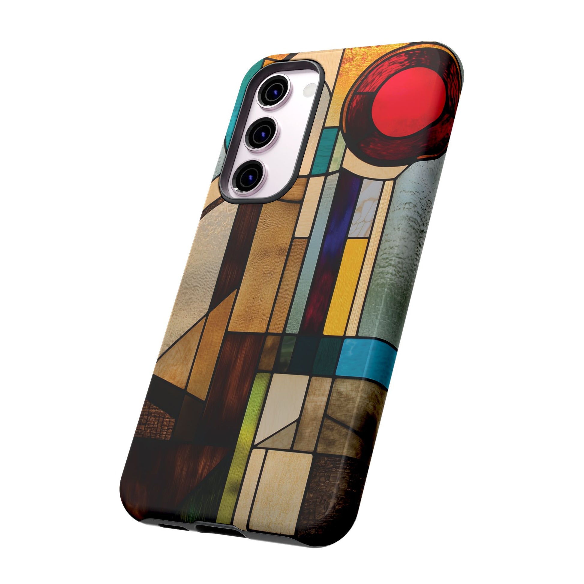 Stained Art Deco Glass Phone Case Frank Lloyd Wright Cottage Core Usonian Prairie Style Geometric Stylish  iPhone 14 15 16 Pro