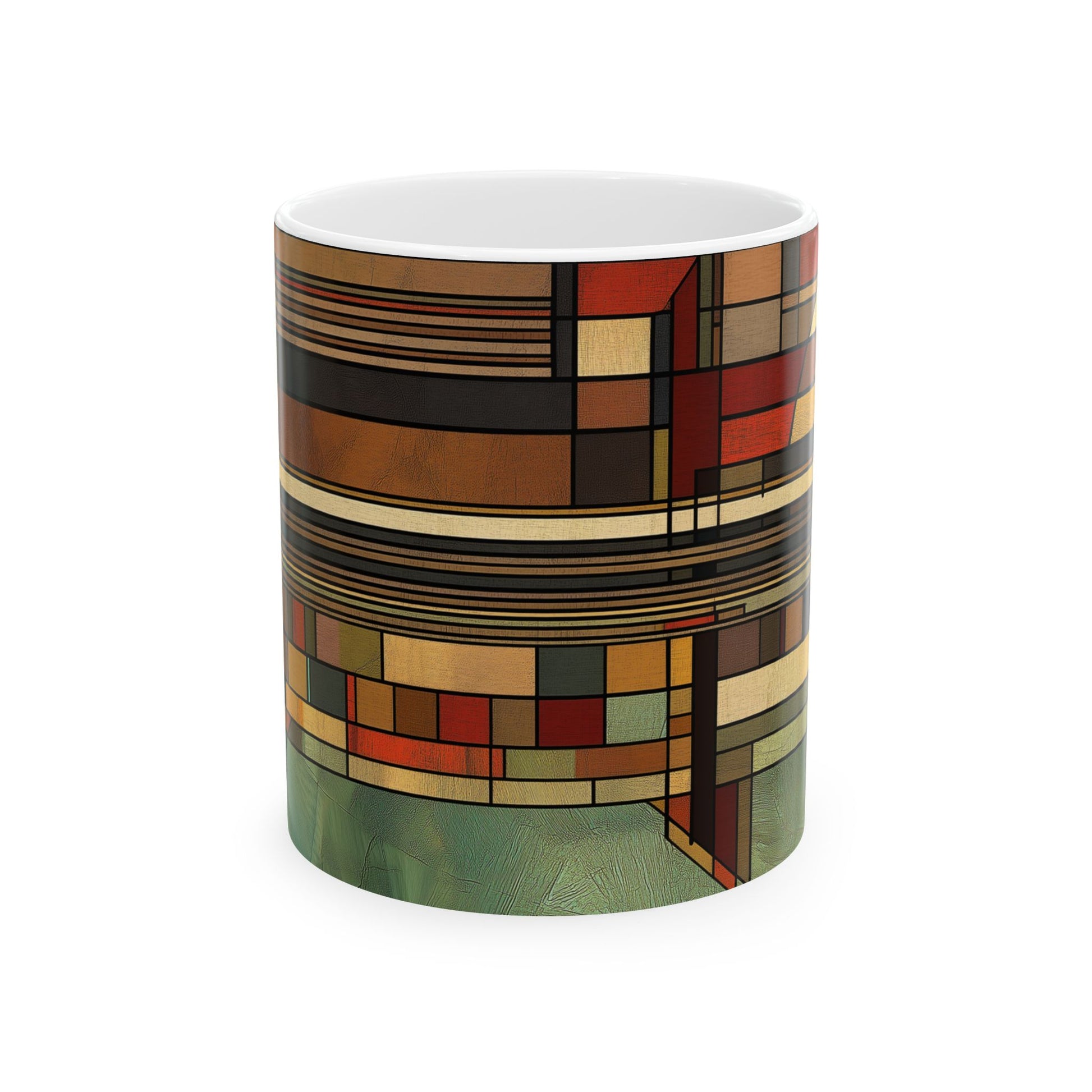 Frank Lloyd Wright Prairie Style Coffee Mug | 11oz Ceramic | Usonian Geometric Design
