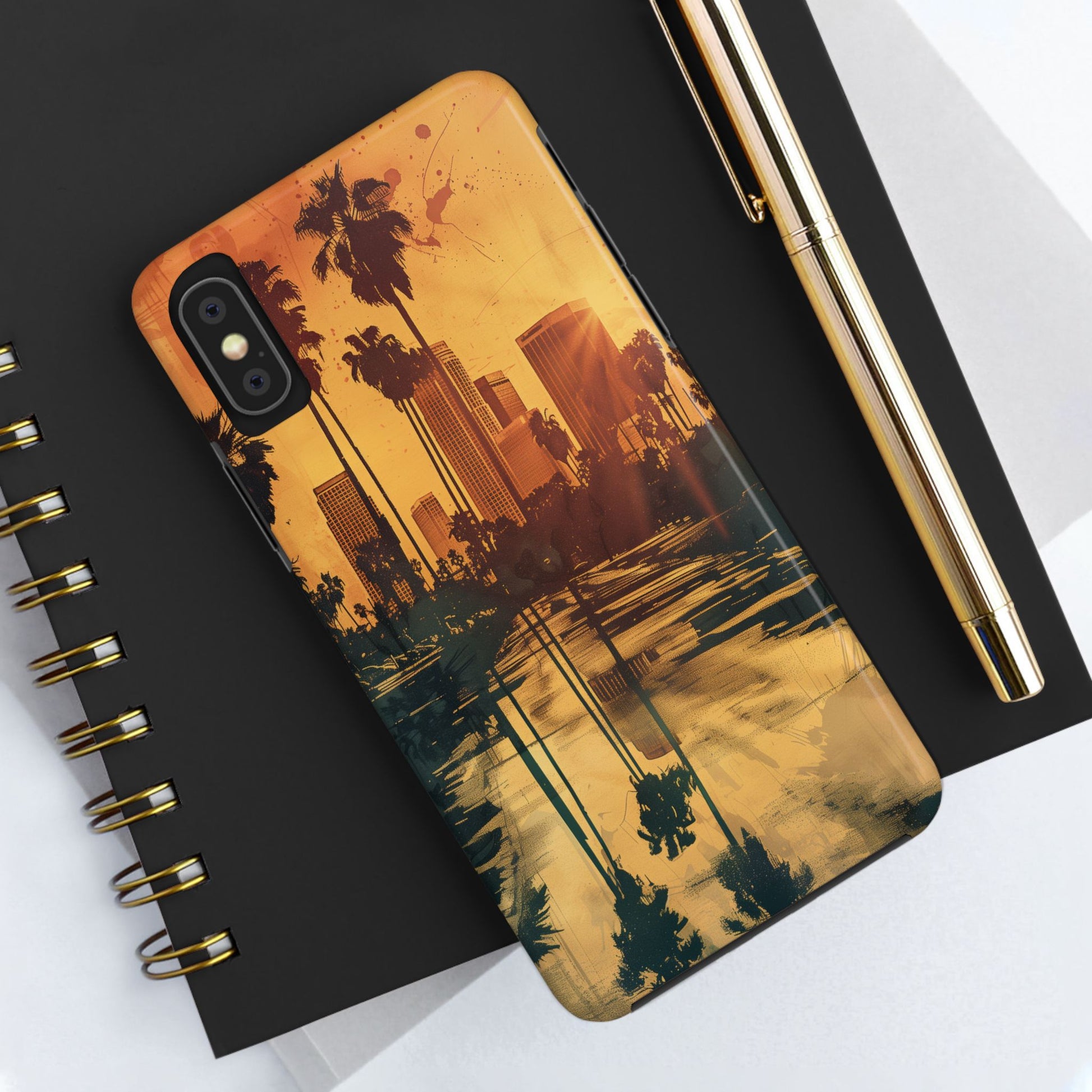 Los Angeles Sunset iPhone Case, Golden Hour Scenic View, Hollywood Hills Sunset Phone Case, Palm Trees Phone Case, iphone 15 pro max case