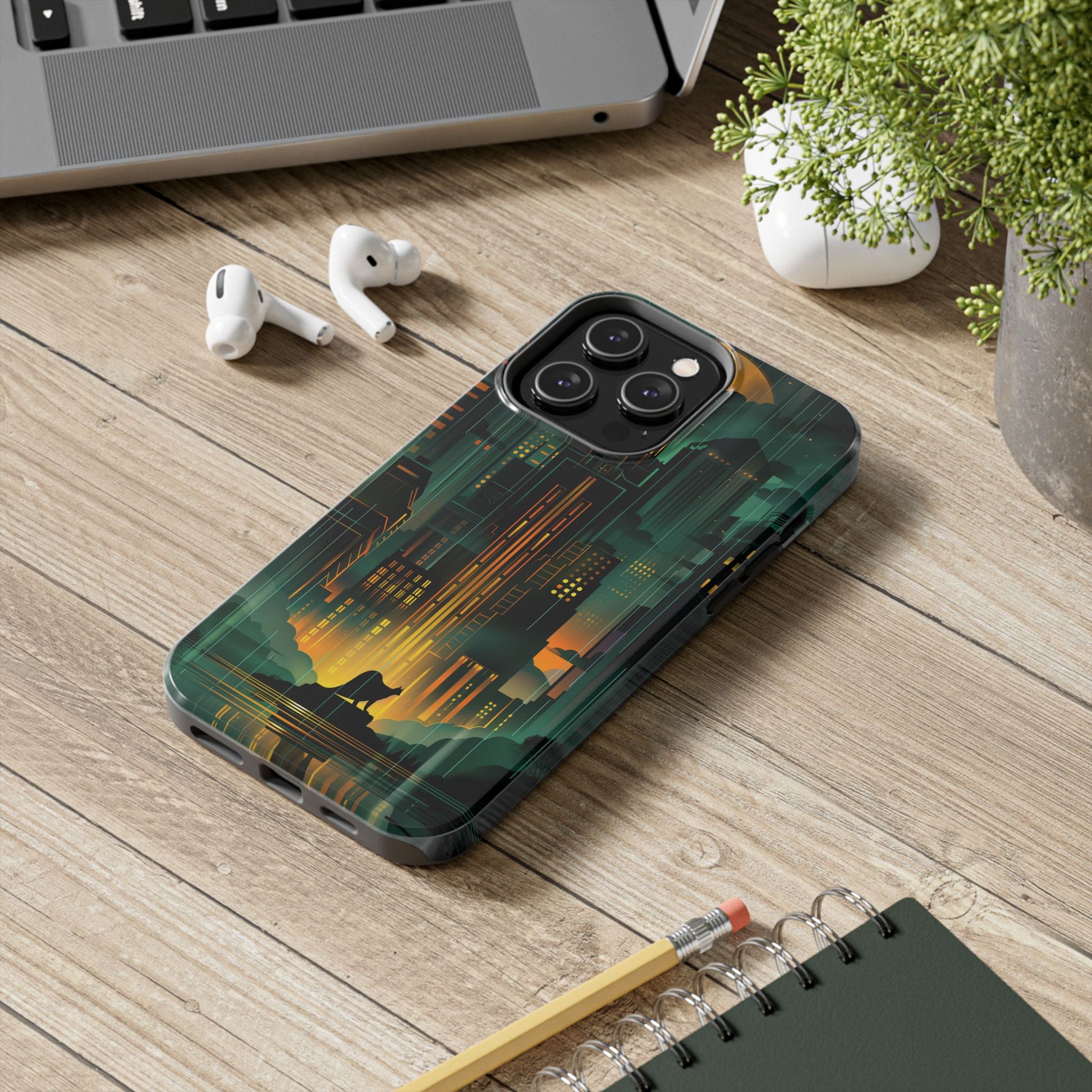 Nighttime Batman Phone Case - Gotham Art Deco Style - Noir Inspired Phone Cover - Dark Knight Accessory