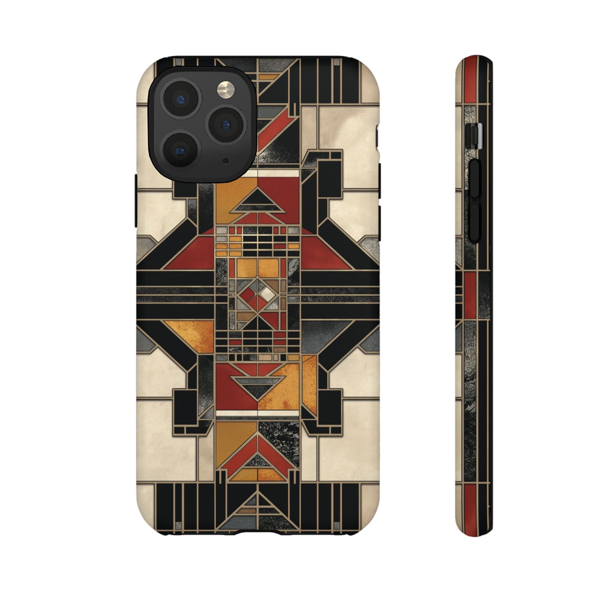 Stained Glass Art Deco Southwest Prairie Style Frank Lloyd Phone Case Geometric Marble Gold 13 14 15 16 iPhone Pro Max Galaxy Pixel