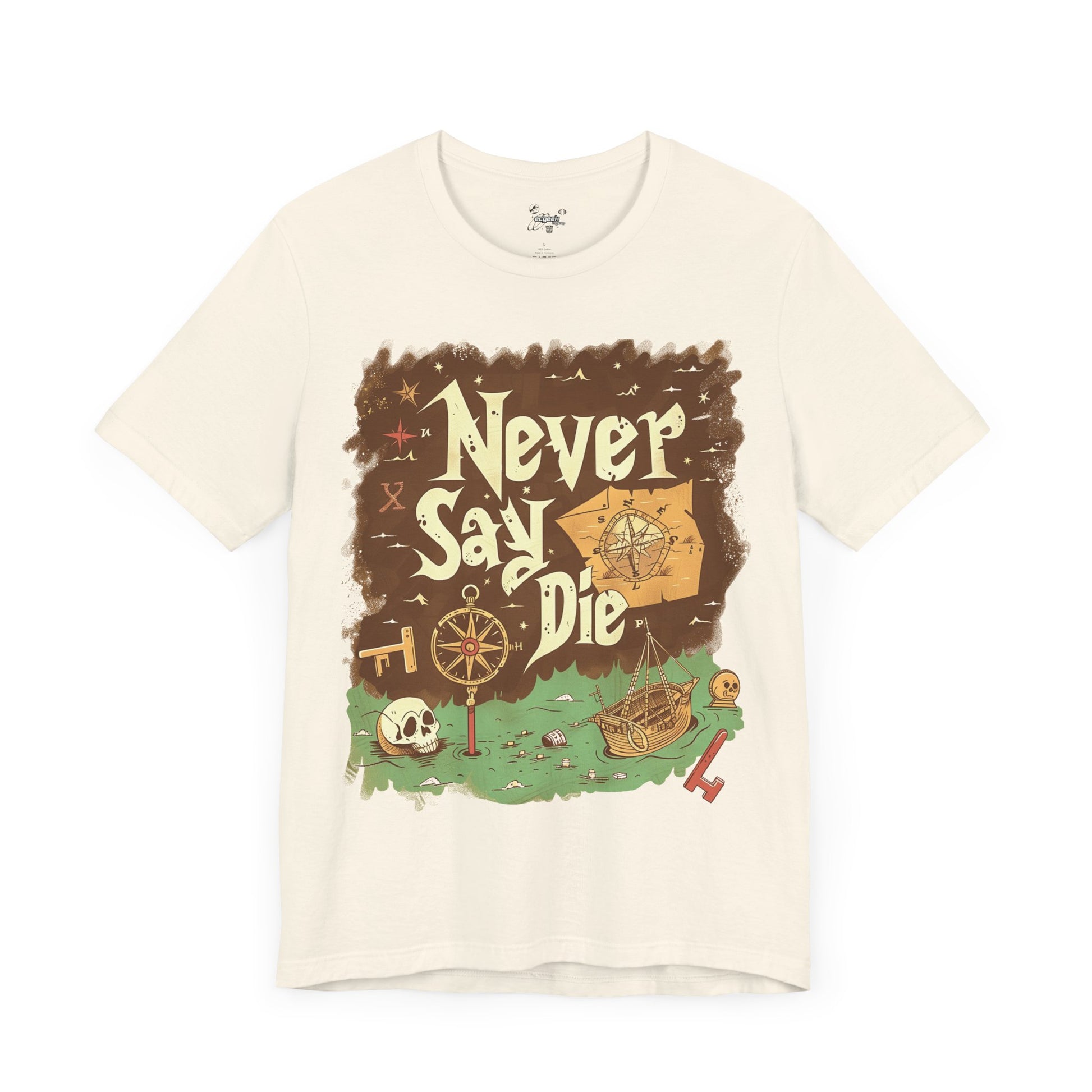 Never Say Die Goonies Inspired Treasure Hunt Shirt Pirate Map Graphic Tee Retro Movie Shirt 80s Movie Lovers