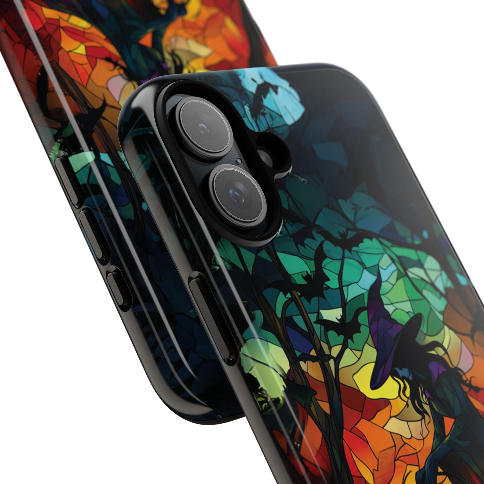 Halloween Witch Stained Glass Dark Academia Spooky Fall Witchy Pumpkin Bats Seasonal Fall Mosaic Case iPhone 13 14 15 16 Pro Max