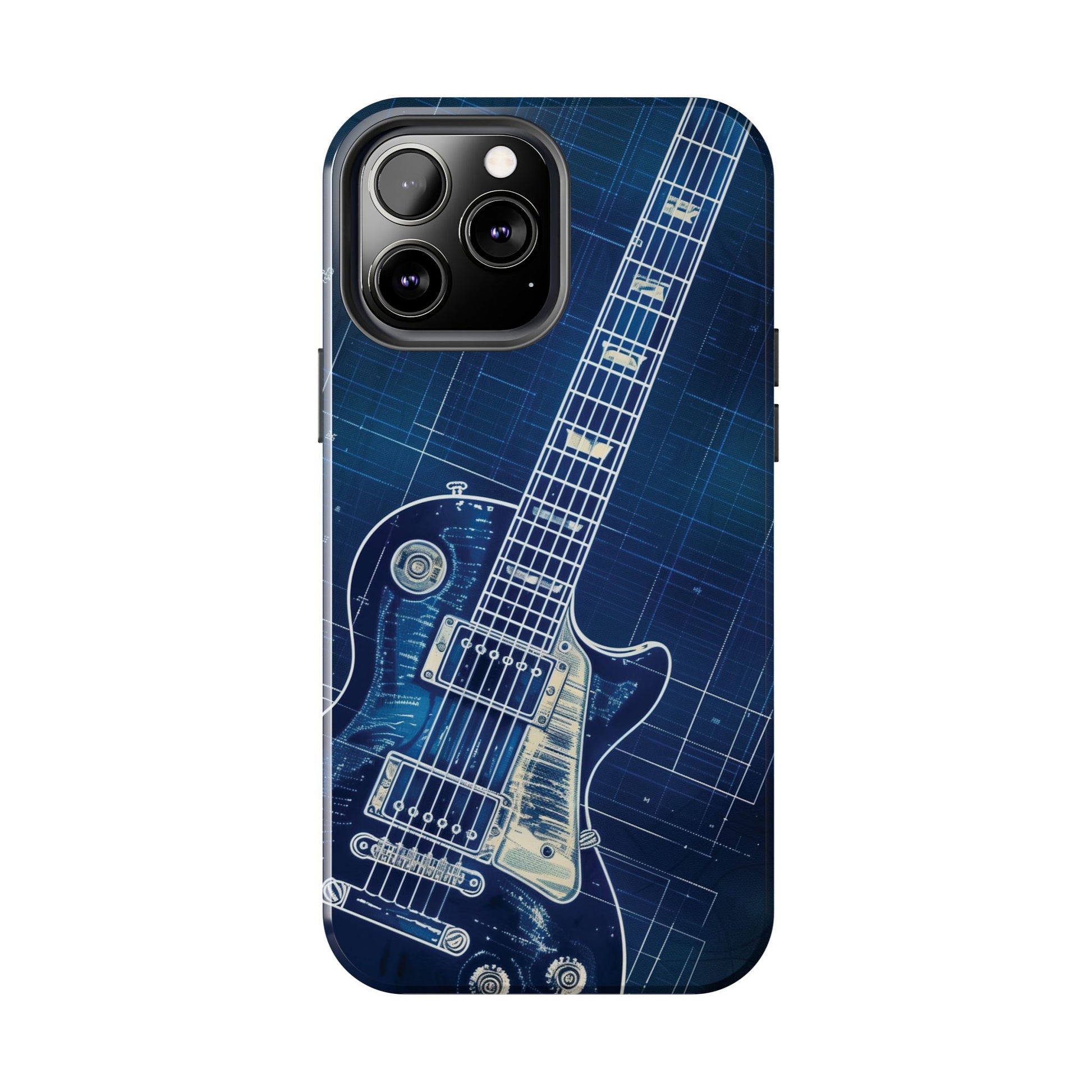 Guitar Phone Case, Guitar Blueprint iPhone Cover, Vintage Guitar Design, Custom iPhone Covers, Rock Music Phone Accessories, Musician Gift
