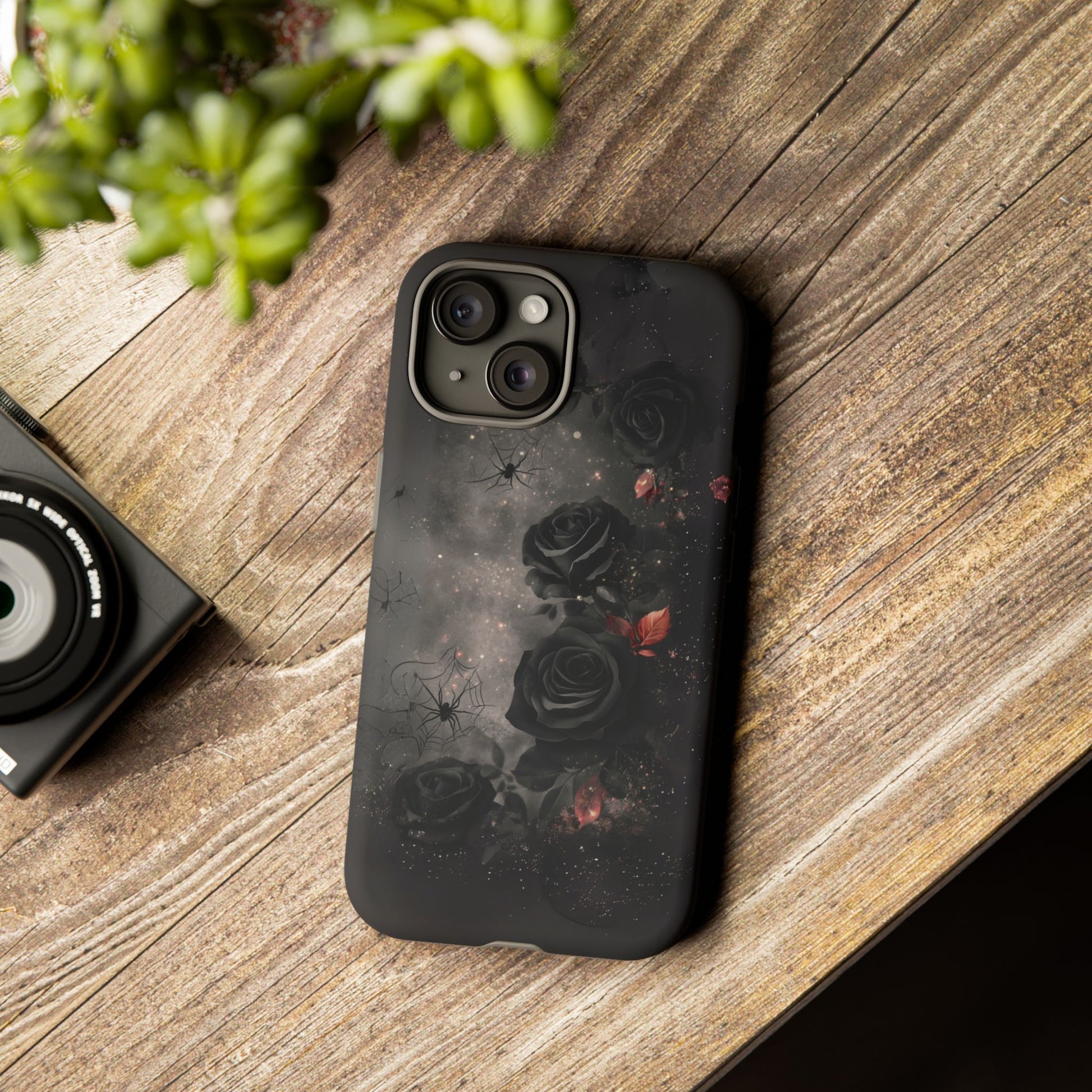Gothic Floral Phone Case Dark Academia Black Roses Spider Webs Space Witchcraft Night Sky iPhone 13 14 15 16 Pro Max Galaxy Pixel