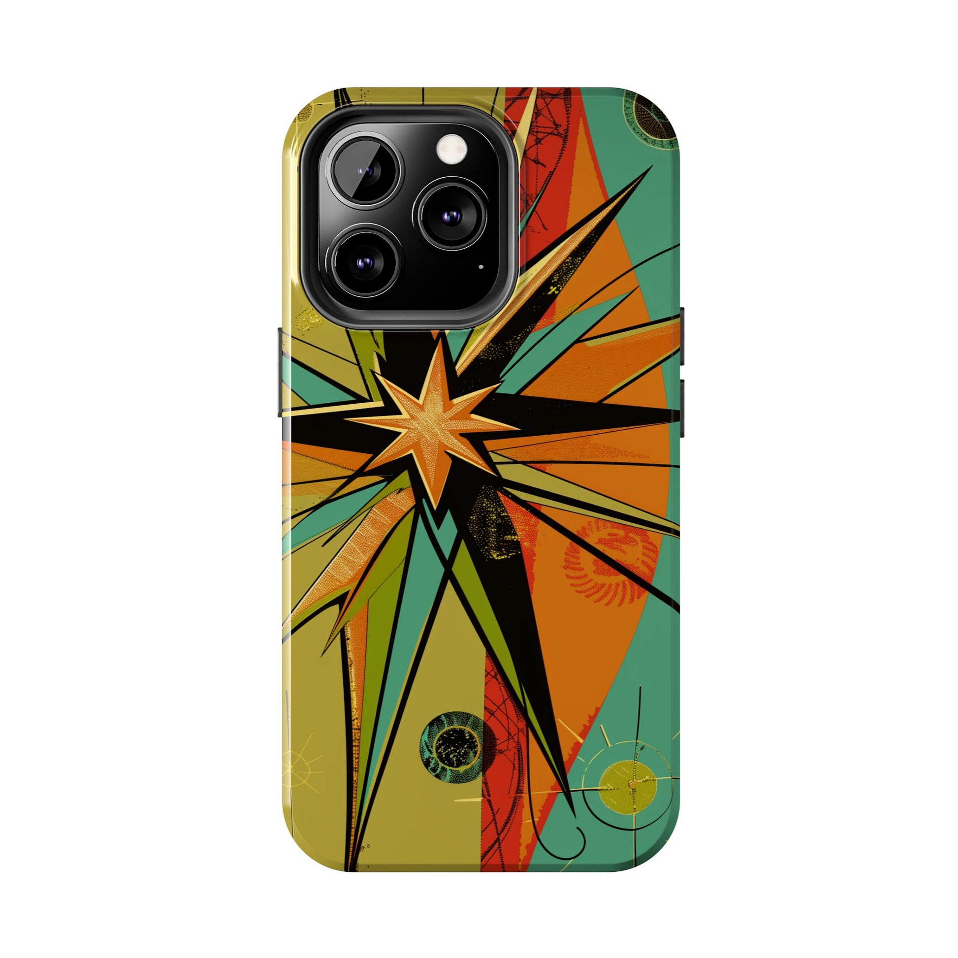 Mid Century Modern Star Design Phone Case, Earth Tone Colors, Retro Style Smartphone Cover, Vintage Phone Case, iPhone 14 Case, Apple iPhone