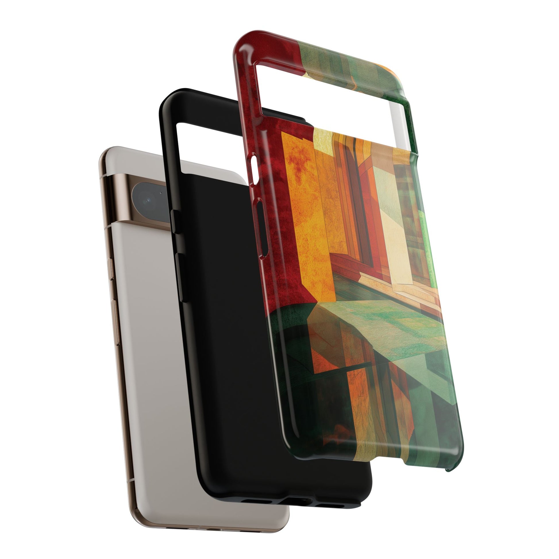 Art Deco Frank Lloyd Wright Inspired Usonian Phone Case Geometric Stained Glass Art Deco Marble Gold 13 14 15 16 iPhone Pro Max Galaxy Pixel