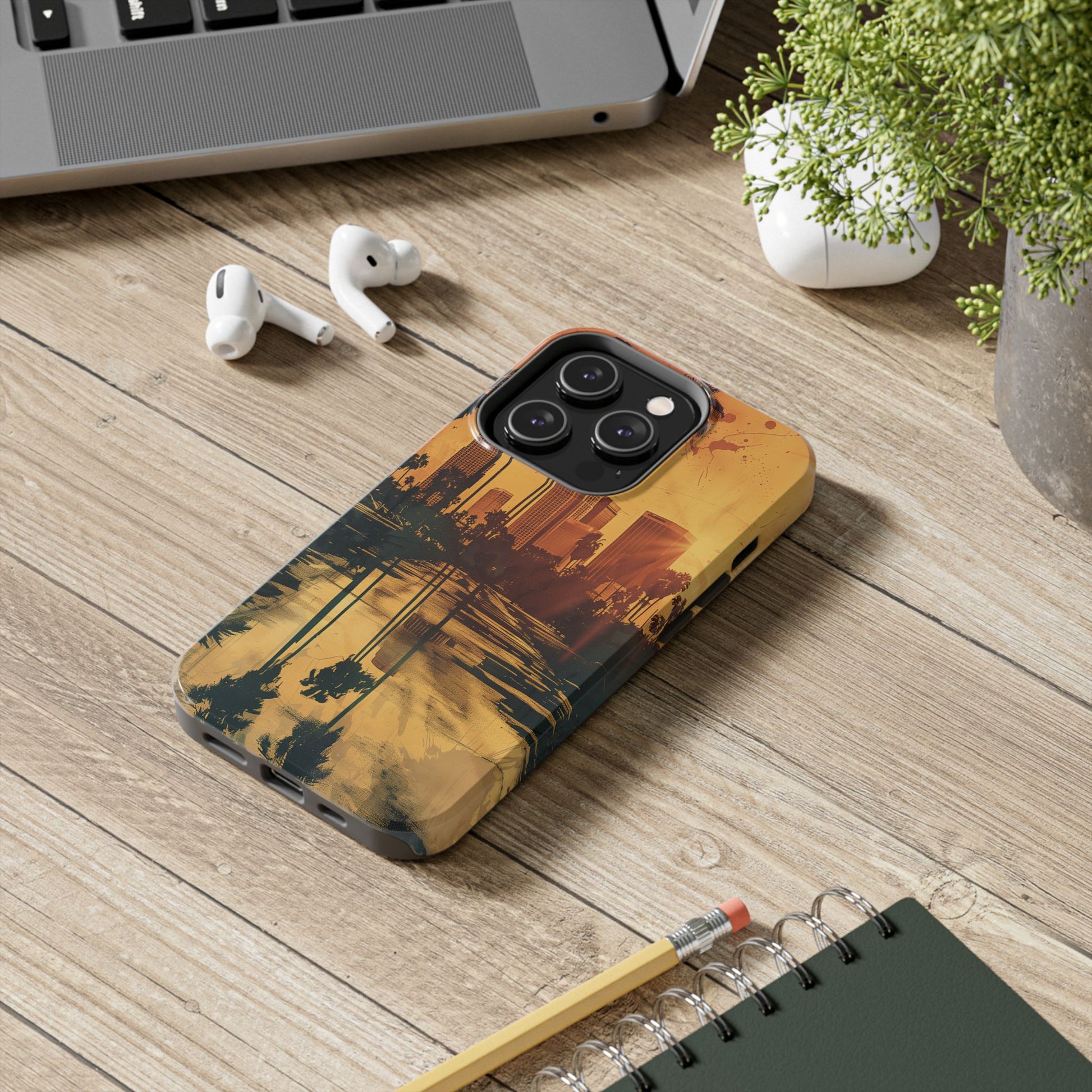 Los Angeles Sunset iPhone Case, Golden Hour Scenic View, Hollywood Hills Sunset Phone Case, Palm Trees Phone Case, iphone 15 pro max case