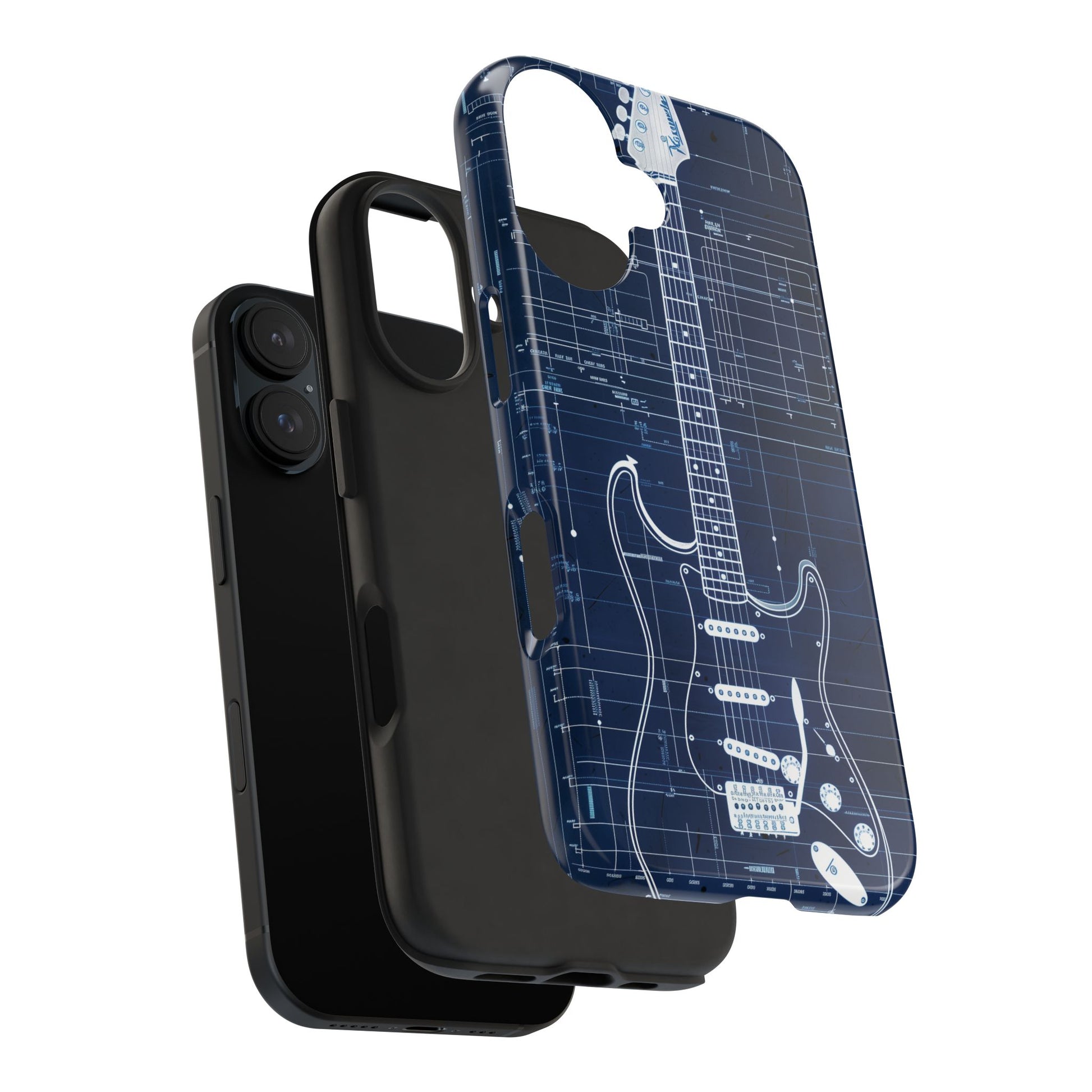 Guitar Phone Case, Guitar Blueprint iPhone Cover, Vintage Guitar Design, Custom iPhone Covers, Rock Music Phone Accessories, Musician Gift