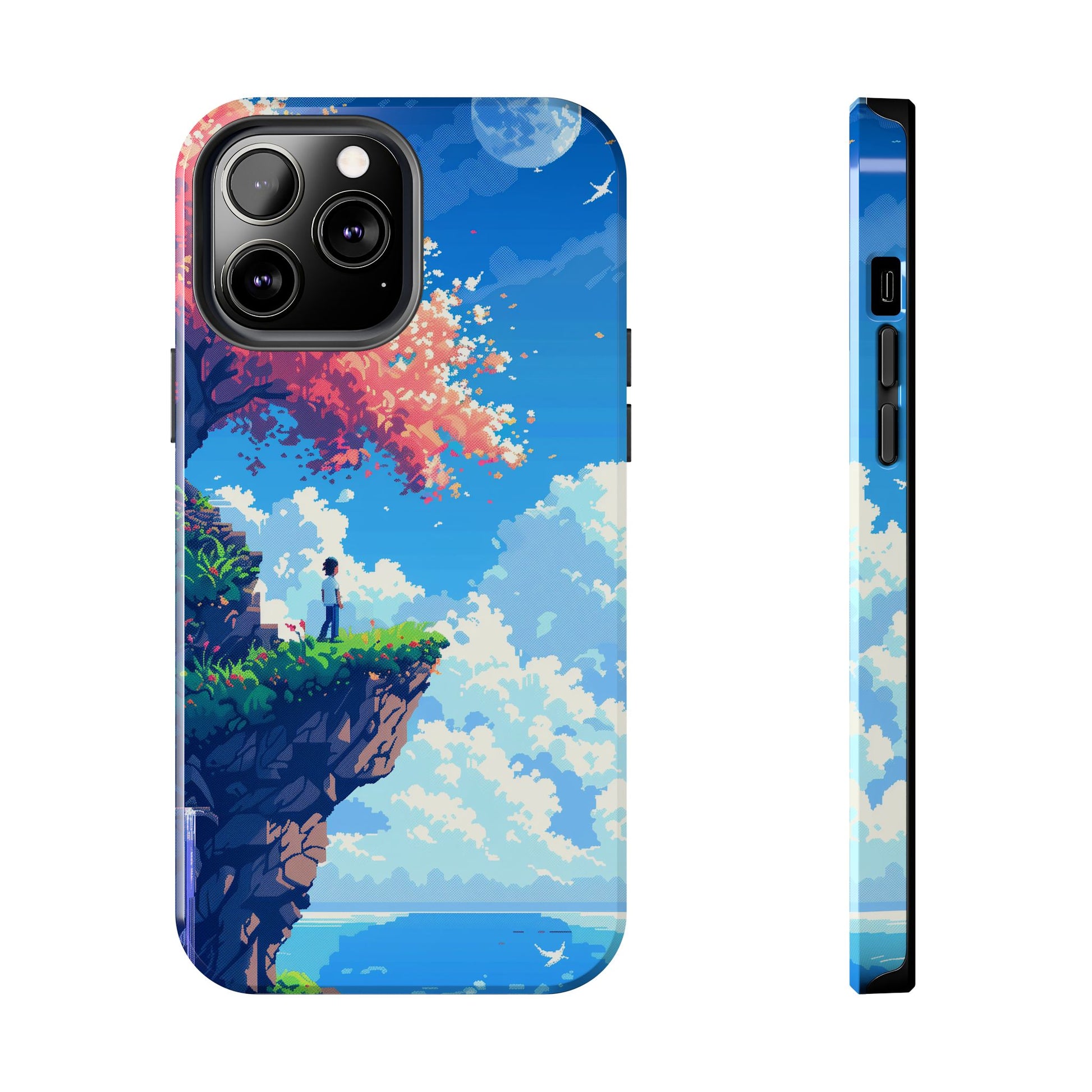 Pixel Art Video Game Landscapes Phone Case, Retro Gaming Pixelated Design, Geeky Gamer Phone Cover, Unique Video Game Art Accessories