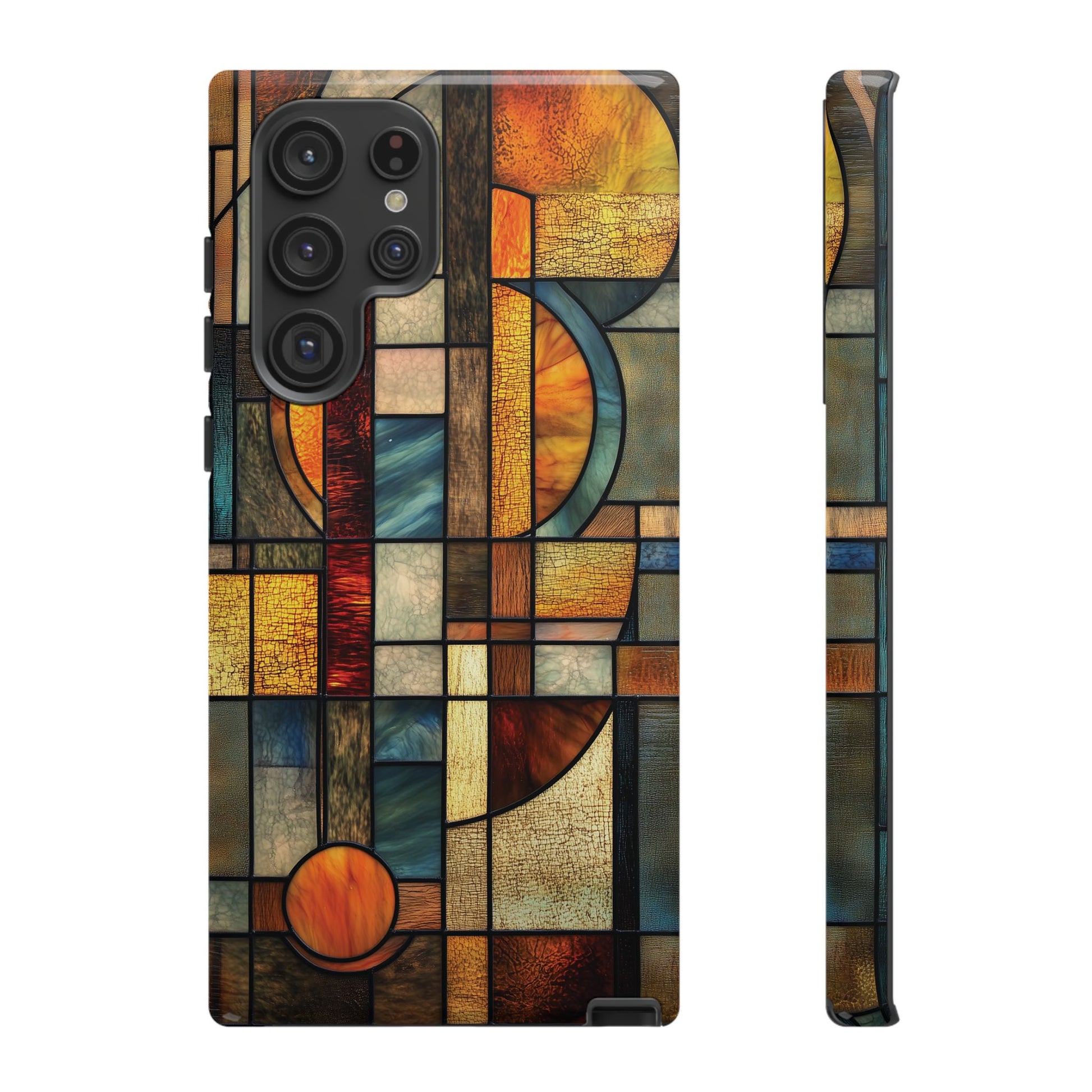 Art Deco Mosaic Stained Glass Phone Case Frank Lloyd Wright Cottage Core Usonian Prairie Style Geometric Stylish  iPhone 14 15 16 Pro