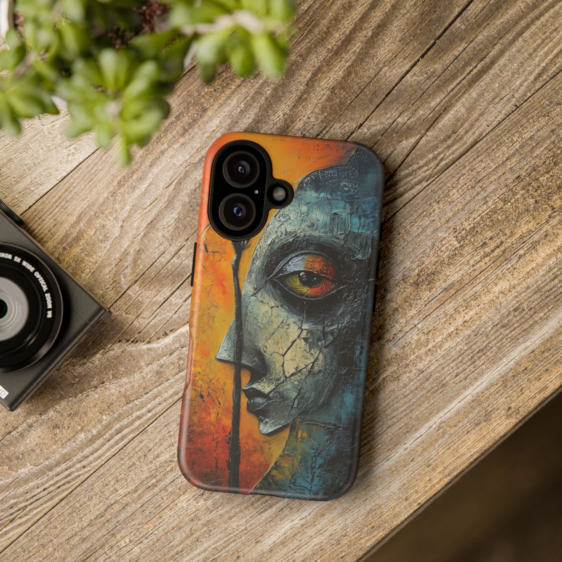 Surrealist Art Phone Case Salvador Dali Style Face Tough Case Unique Artistic 3D Textured Look Surrealism Gift Art iPhone 13 14 15 16