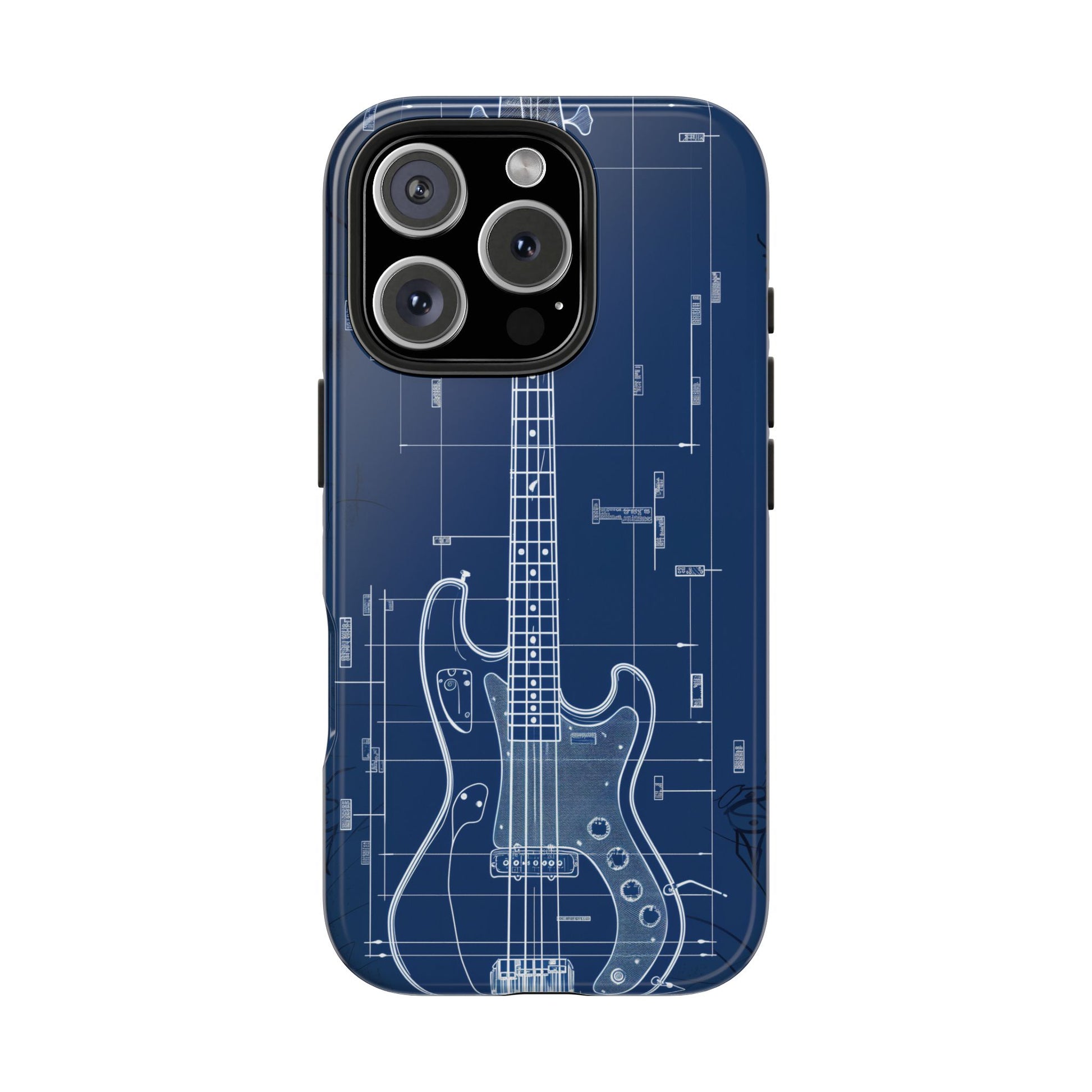 Guitar Phone Case Blueprint Schematic Vintage Custom Design Fender Gibson Rickenbacker Custom Rock Music Phone Accessories Musician Gift