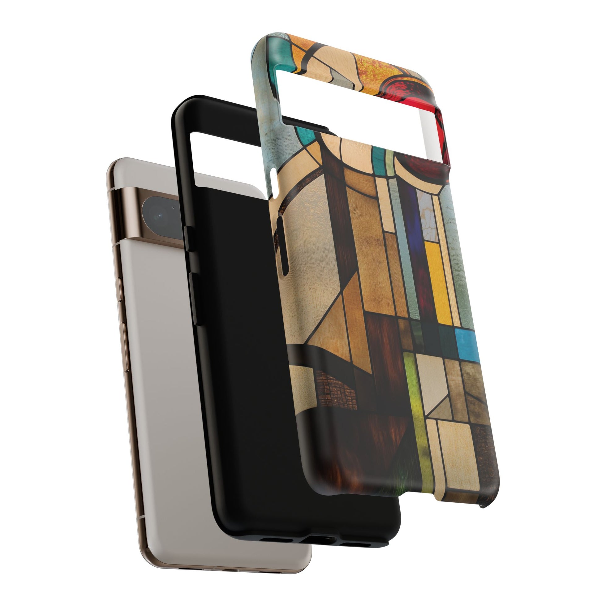 Stained Art Deco Glass Phone Case Frank Lloyd Wright Cottage Core Usonian Prairie Style Geometric Stylish  iPhone 14 15 16 Pro