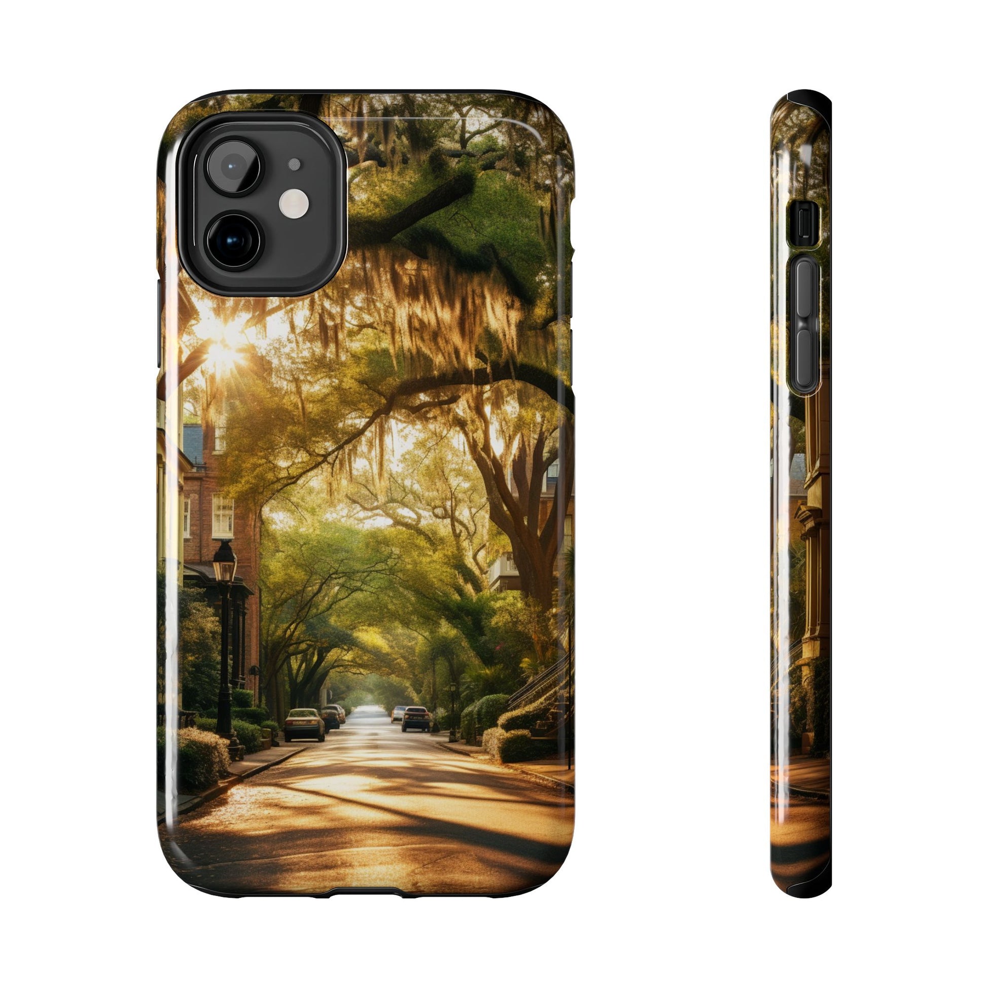 Historic Savannah Georgia Street Scene Phone Case - Unique Protective Cover for iPhone Models, Perfect Souvenir or Gift