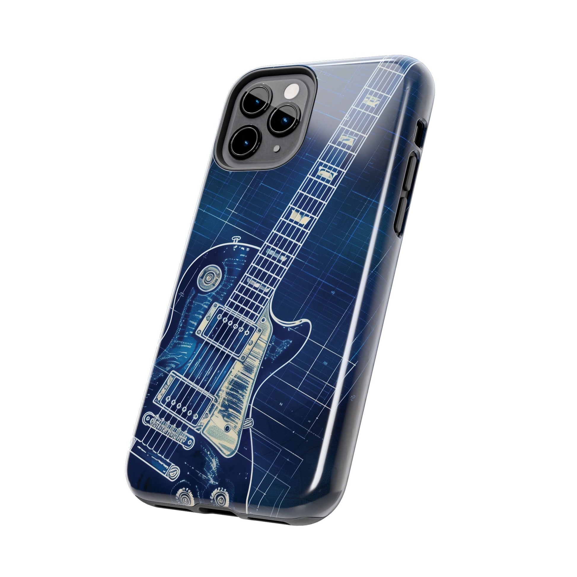 Guitar Phone Case, Guitar Blueprint iPhone Cover, Vintage Guitar Design, Custom iPhone Covers, Rock Music Phone Accessories, Musician Gift