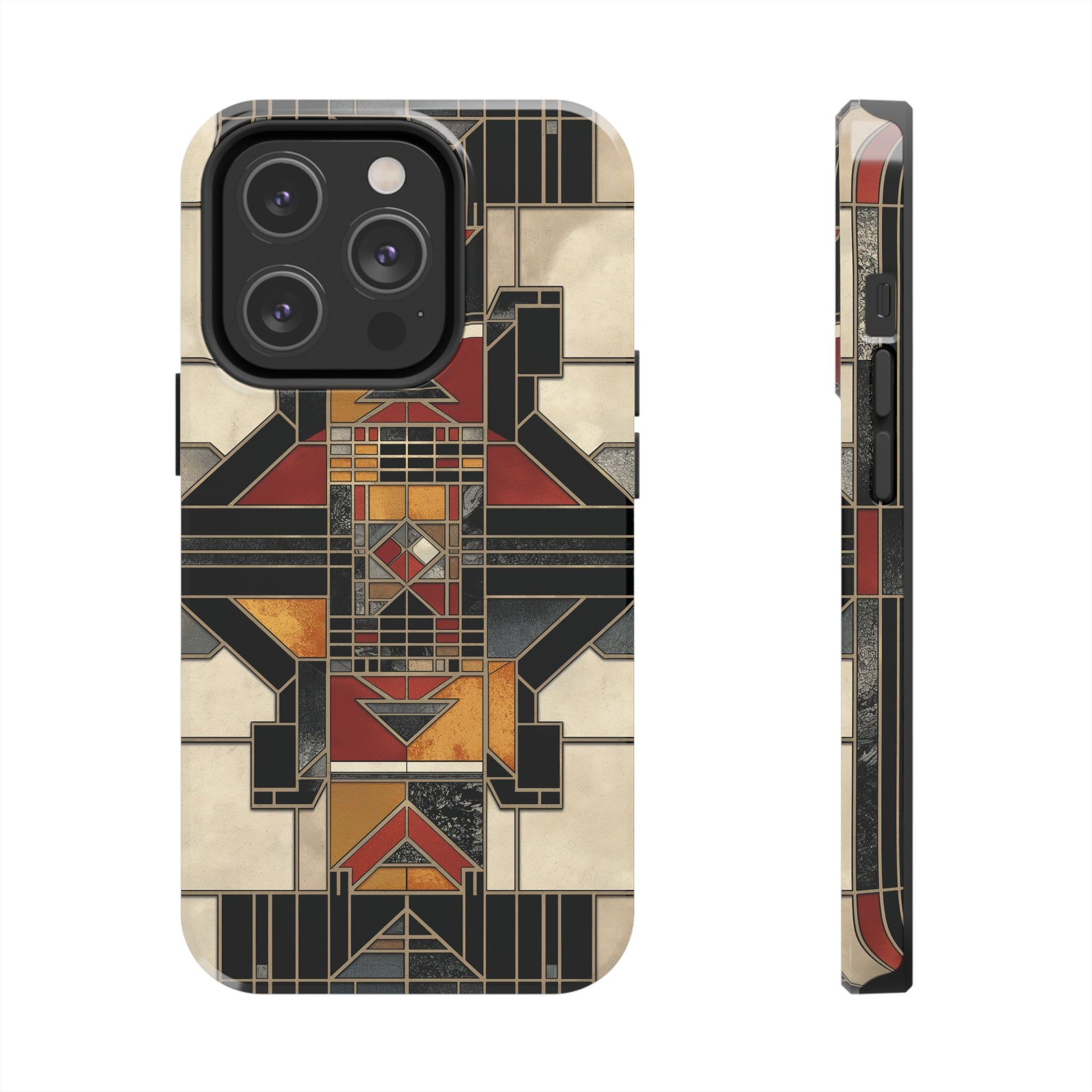 Frank Lloyd Wright Inspired Stained Glass Phone Case - Geometric Elegance for iPhone Models